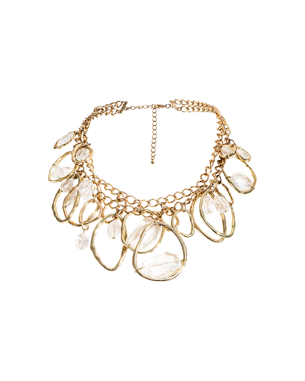 Gold Tone Crystal Chain Necklace