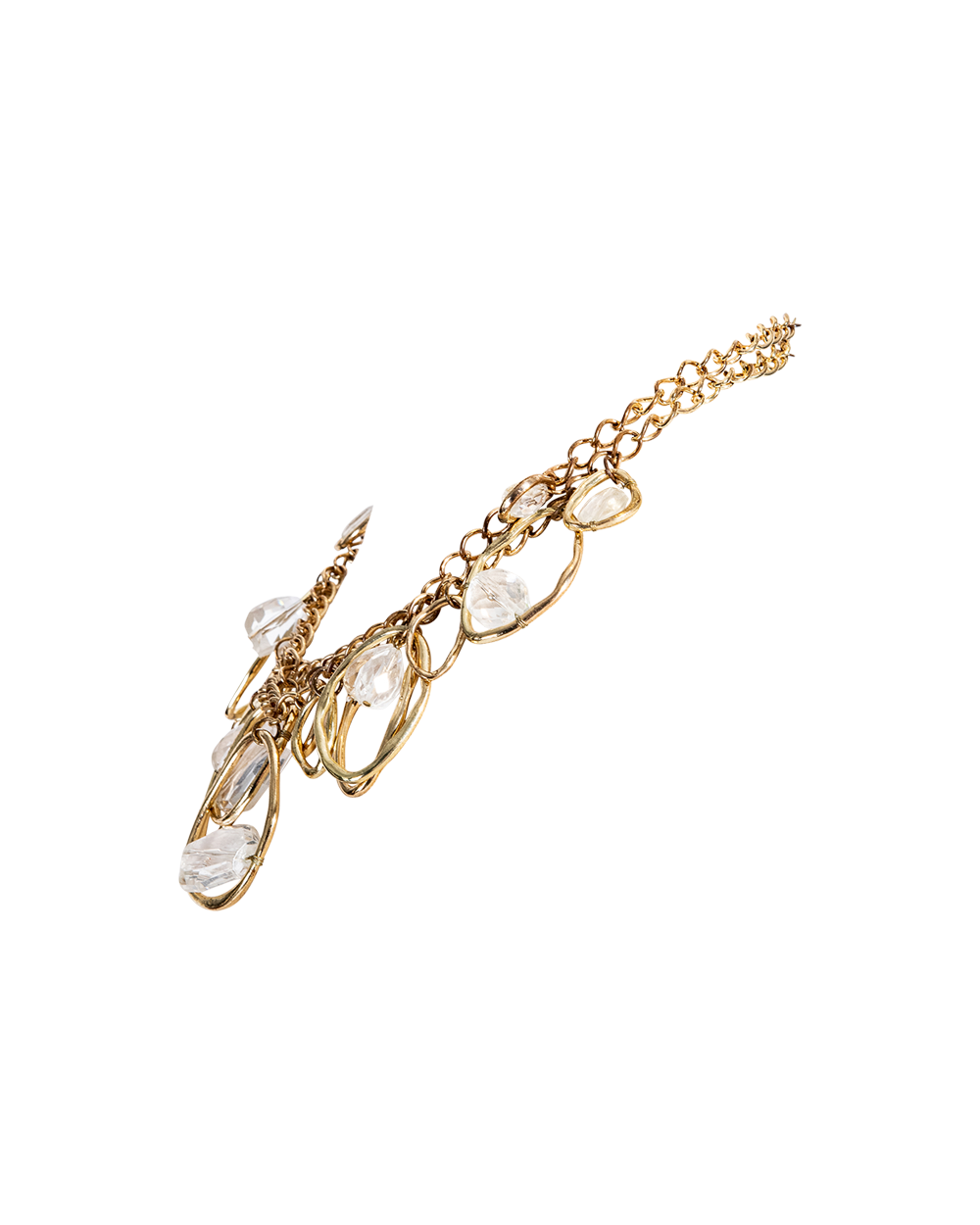 Gold Tone Crystal Chain Necklace