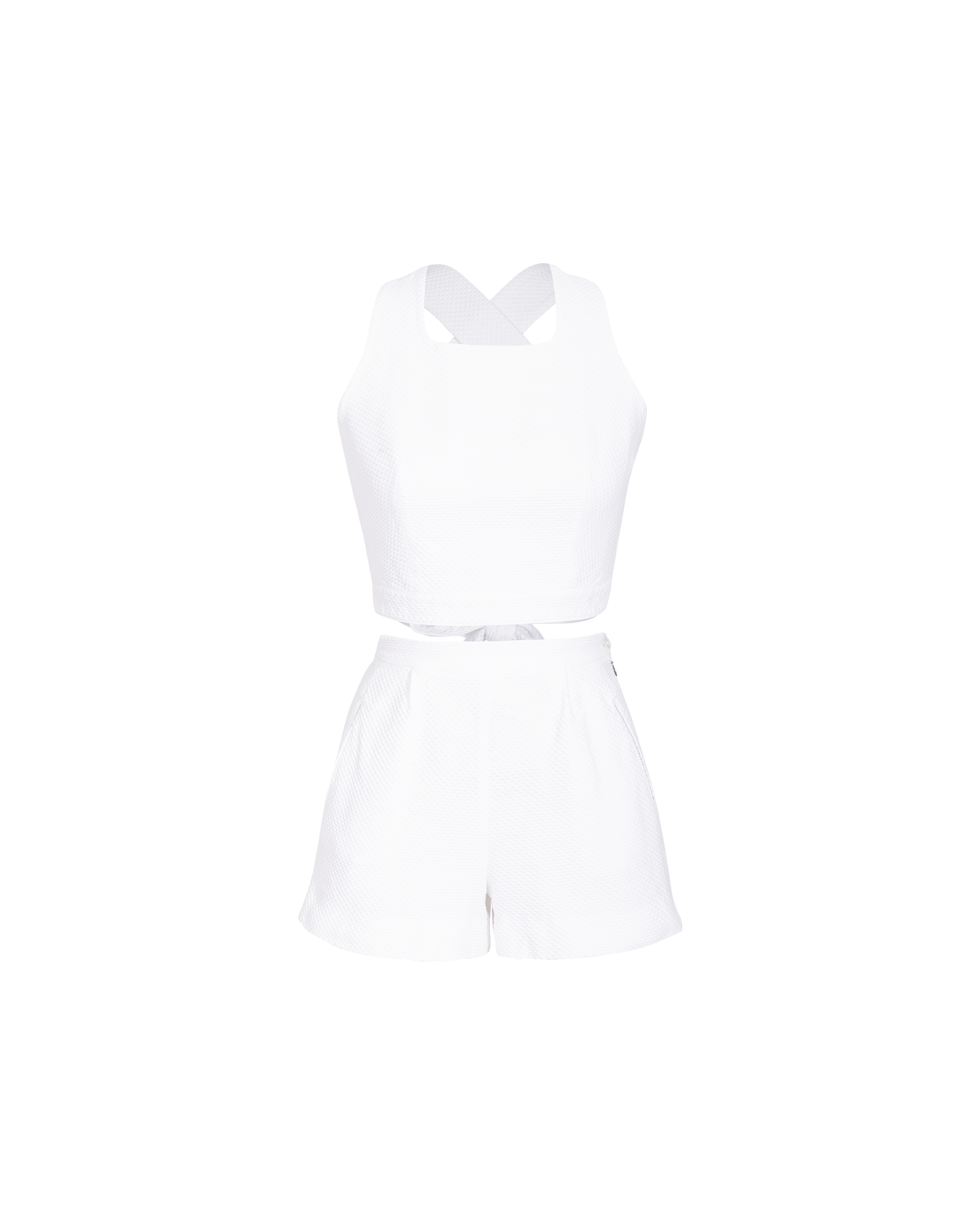 S/S 1992 White Crop Top and Hotpants Set