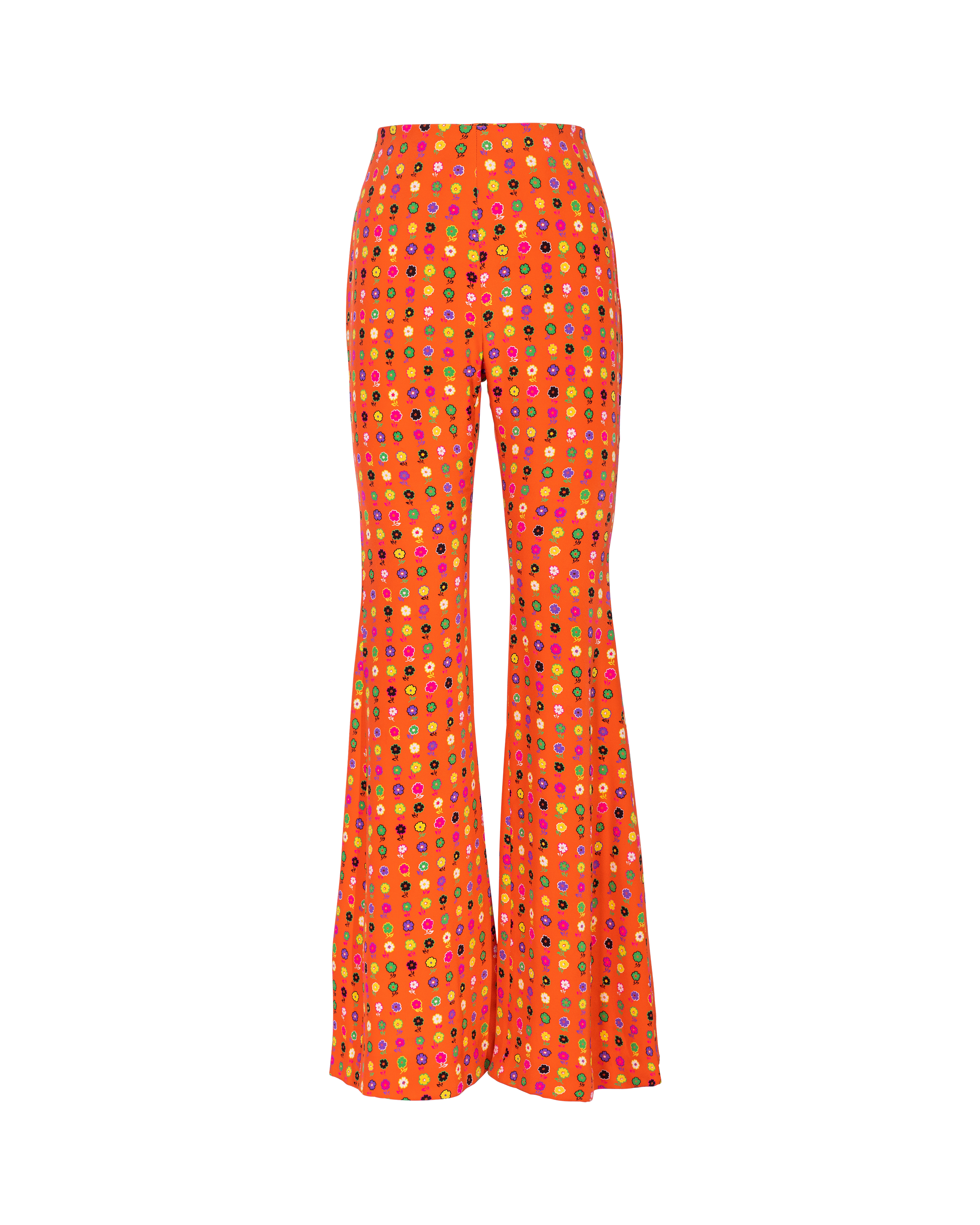 S/S 1993 Orange Floral Print Flare Trousers