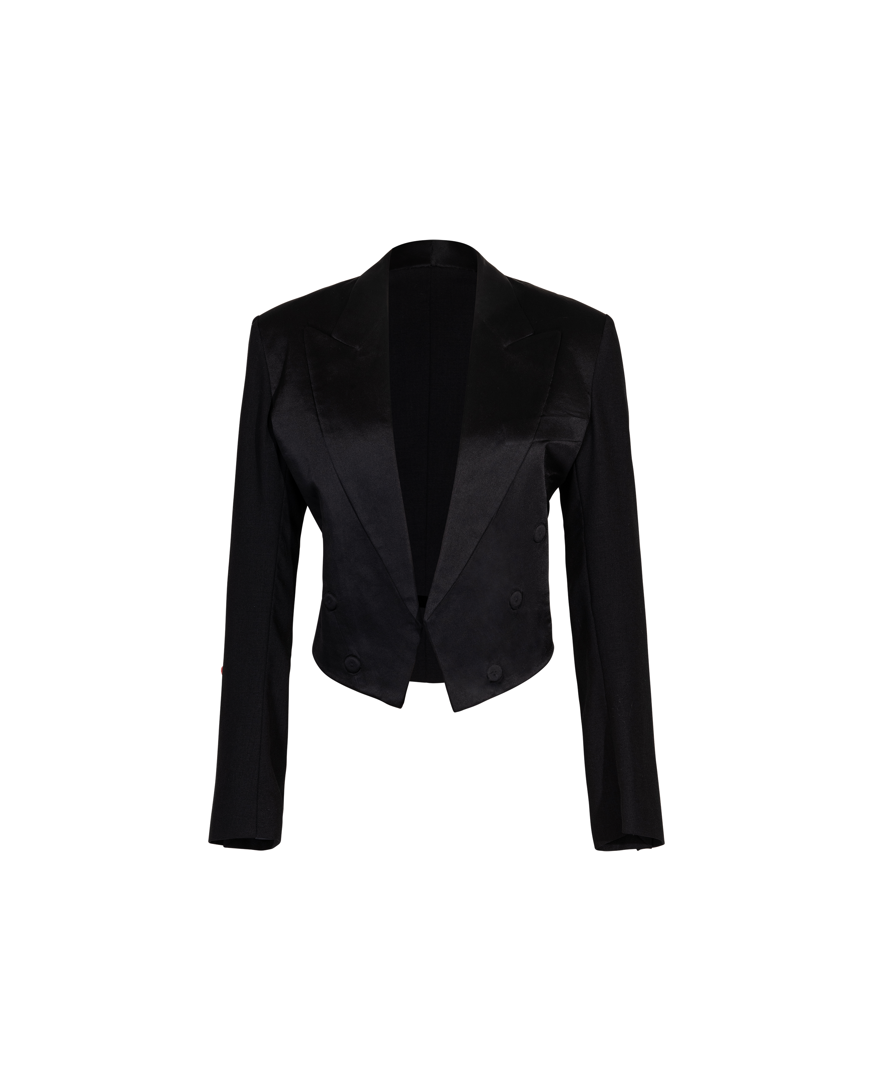 S/S 2002 Black Cropped Wool Tuxedo Jacket