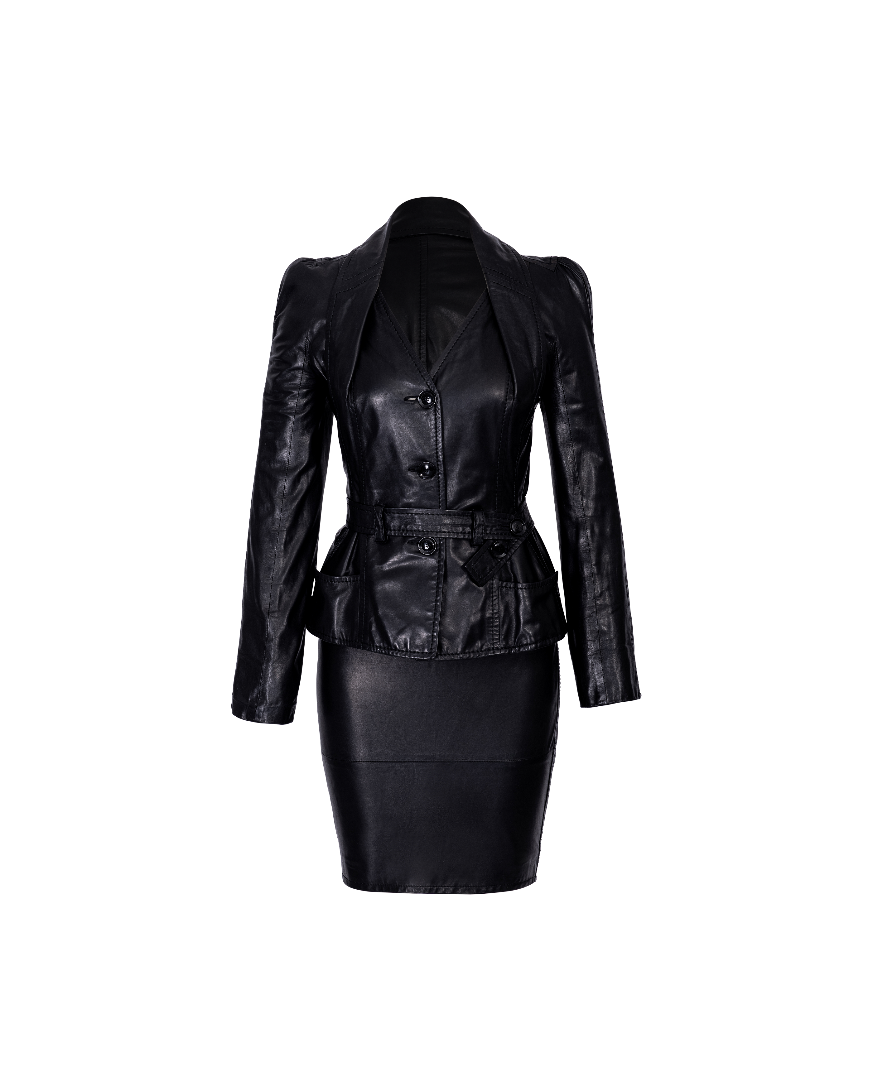 A/W 2005 Black Leather Skirt Set