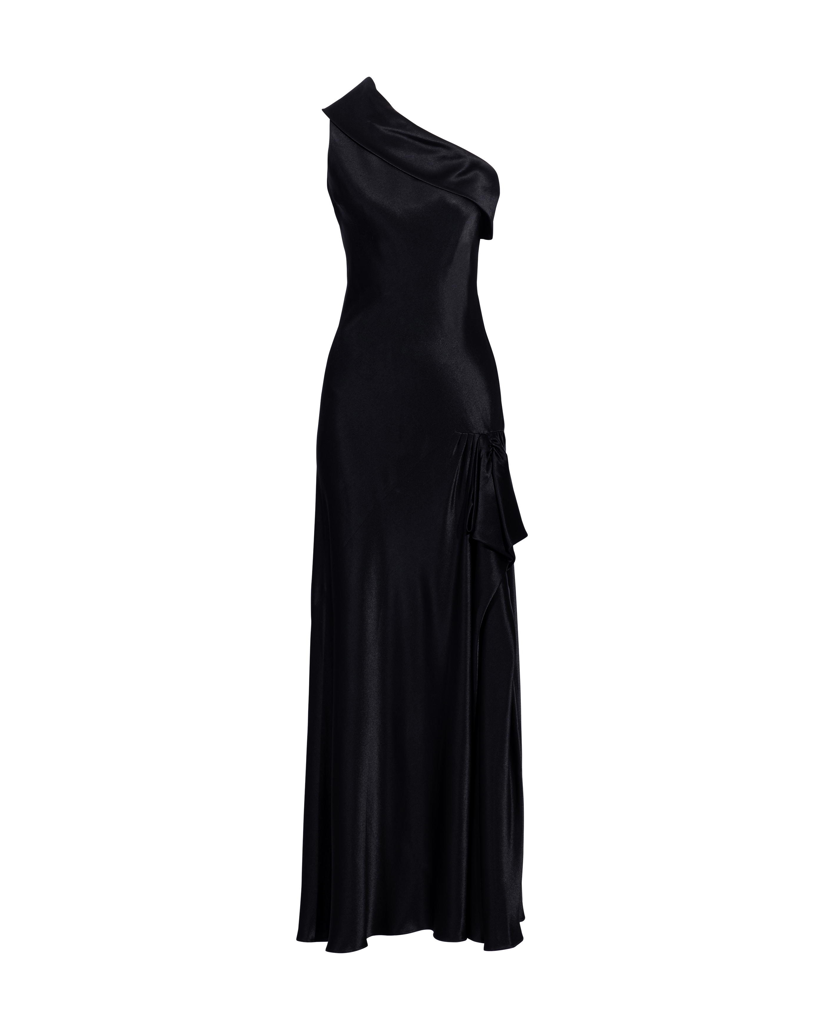 S/S 1996 Black Bias Cut Asymmetrical Gown