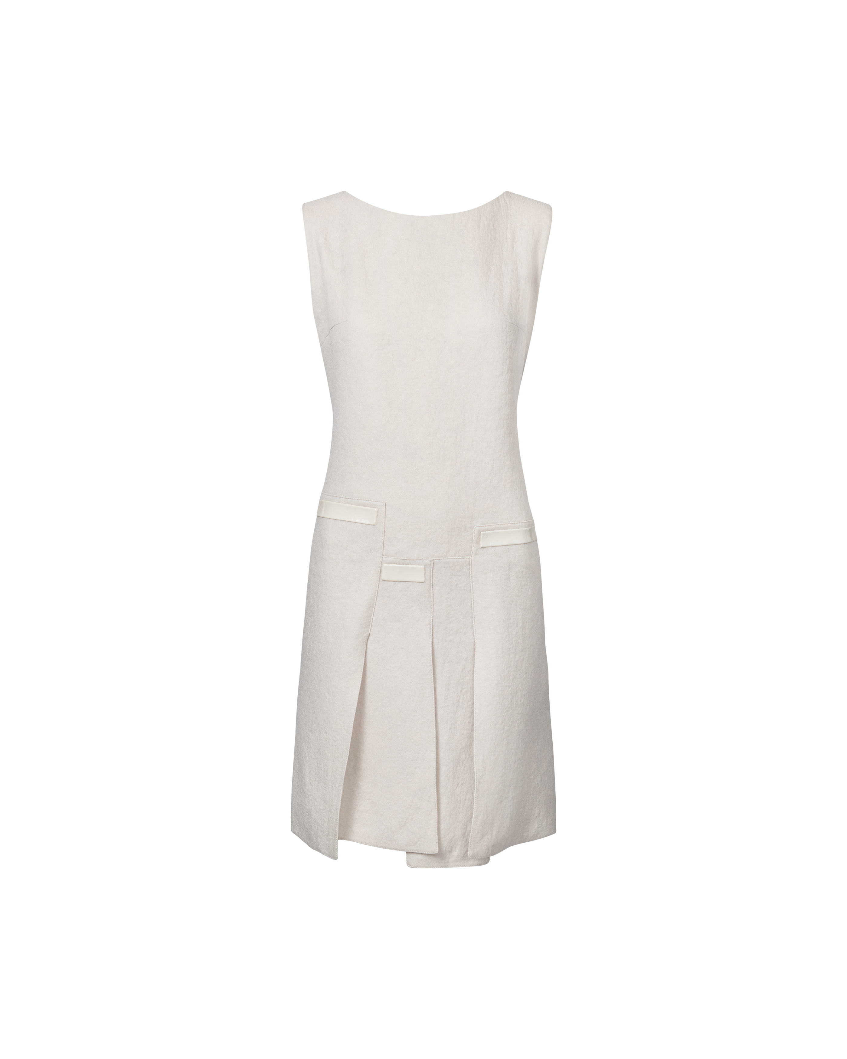 A/W 1998 Sleeveless Bone Gray Pleated Dress