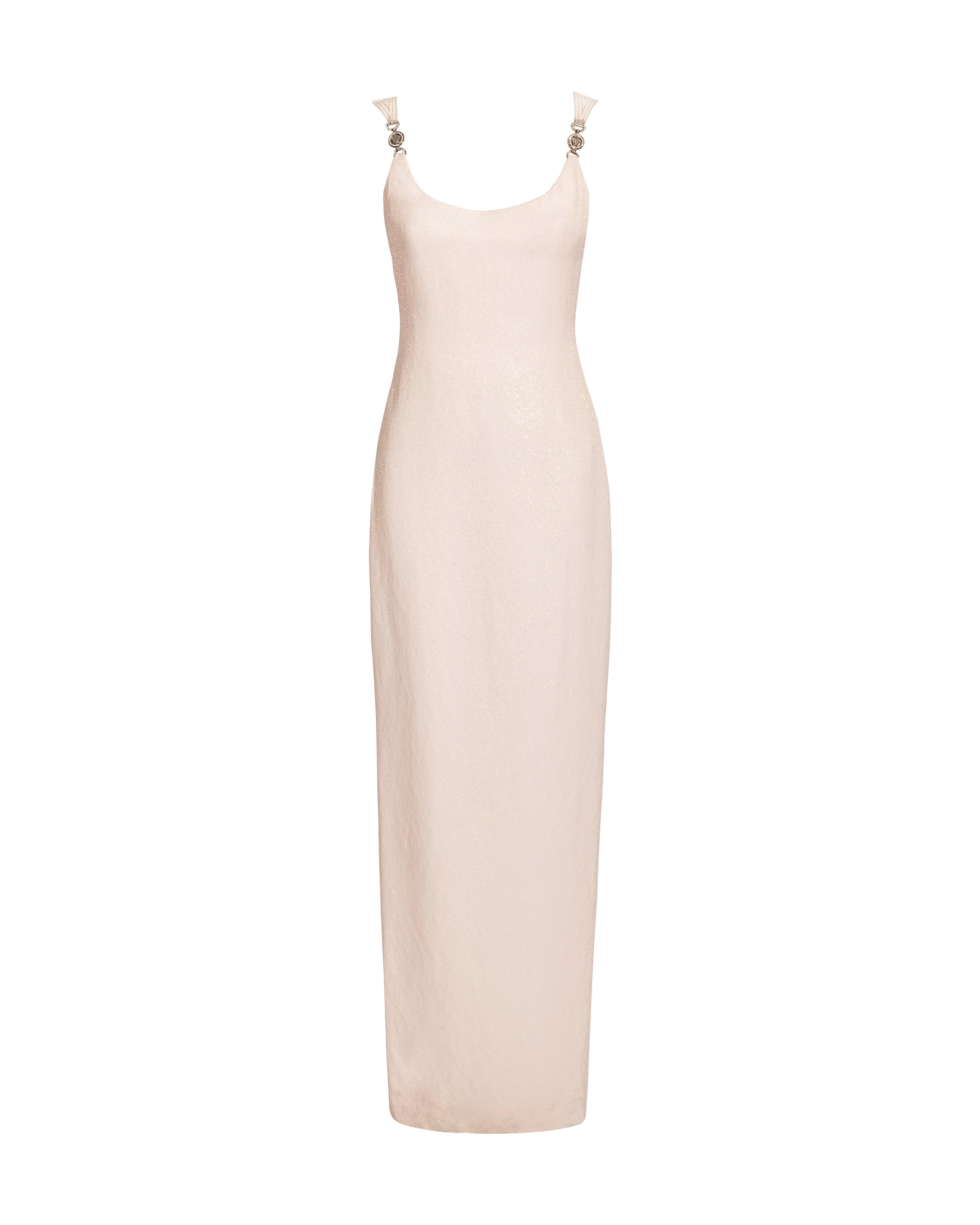A/W 1995 Ecru Metallic Sheath Dress with Vinyl Straps