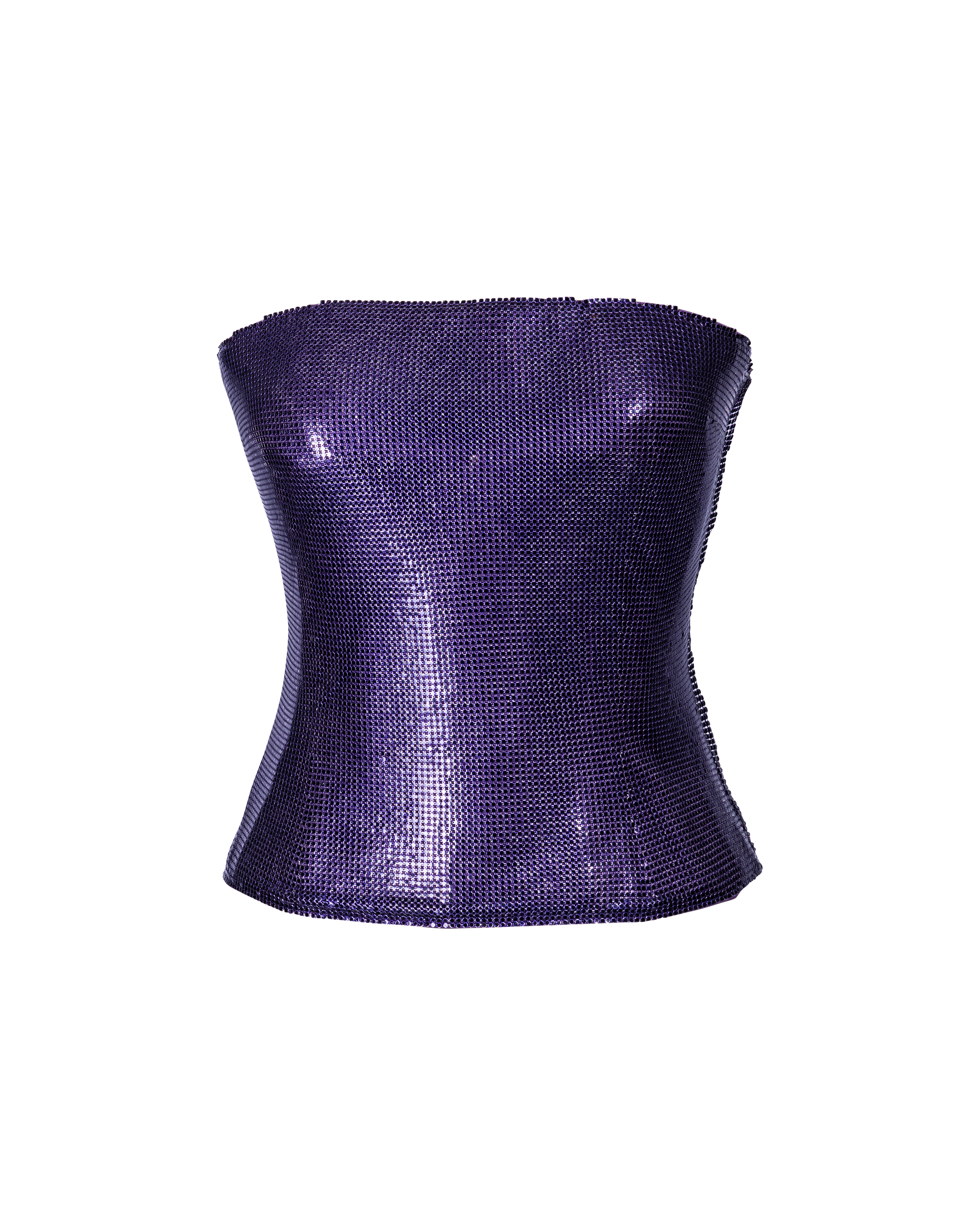 S/S 1998 Purple Strapless Chainmail Top