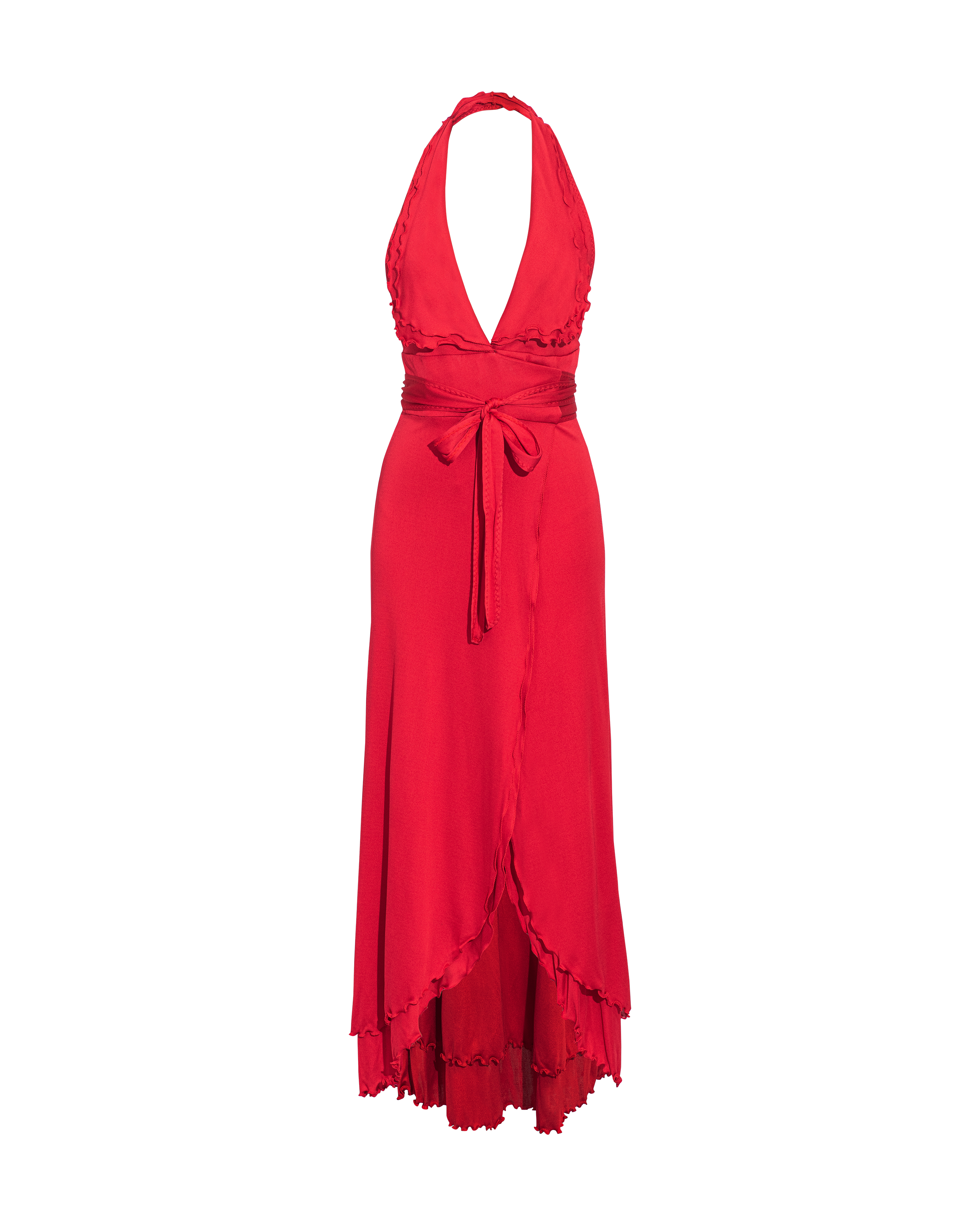 1970's Re-Issue Red Halter Wrap Gown