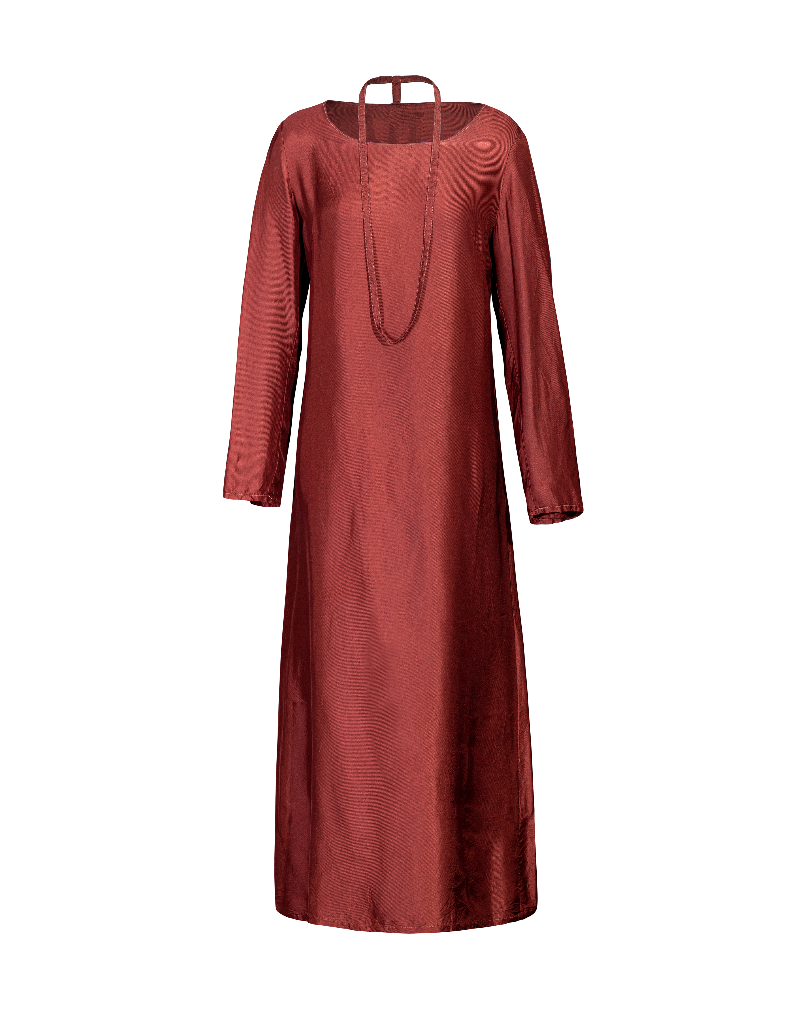 A/W 1999 Deep Rust Color-way 'Lining' Long Sleeve Dress