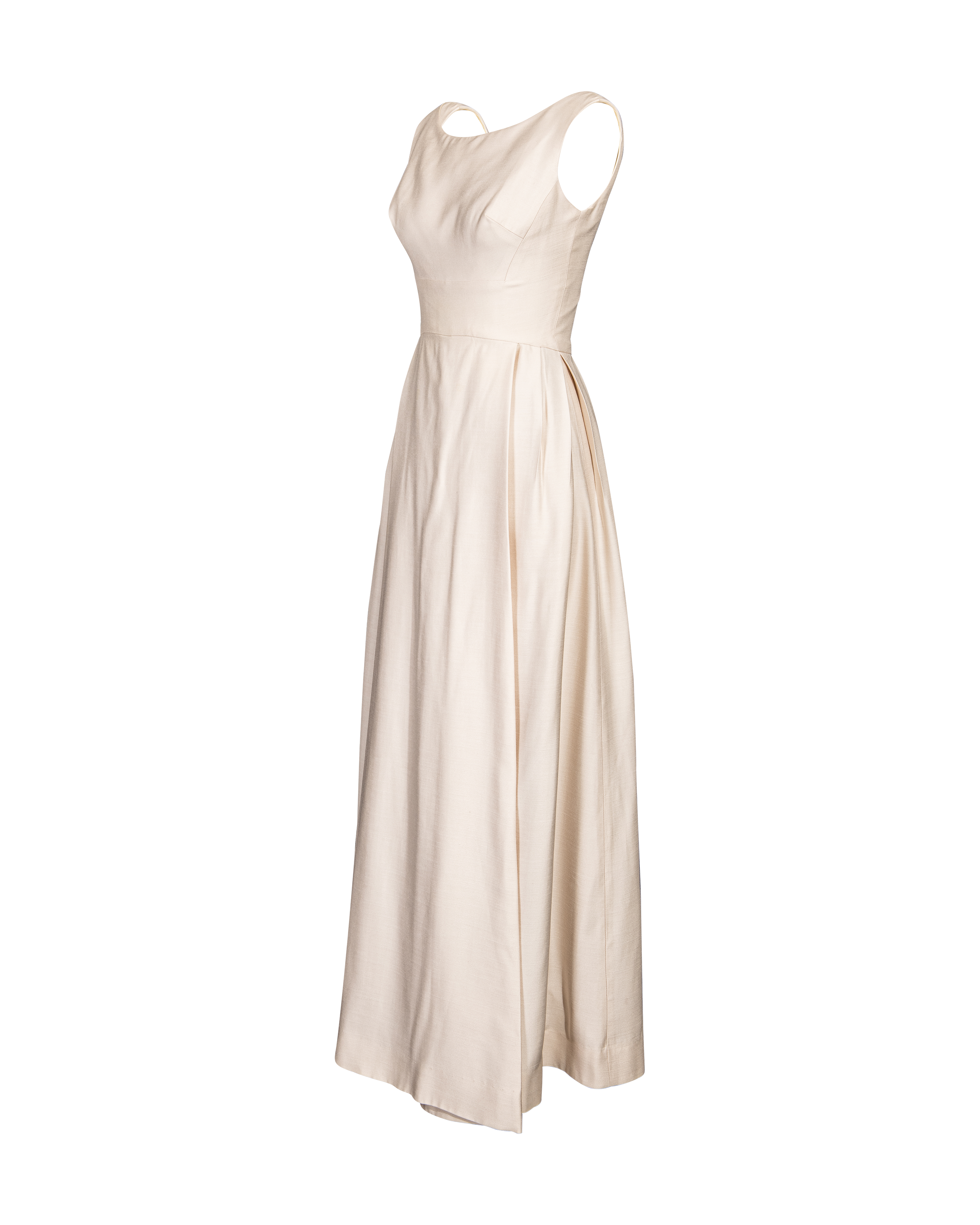 1960's Ecru Sleeveless Scoop Neck Gown