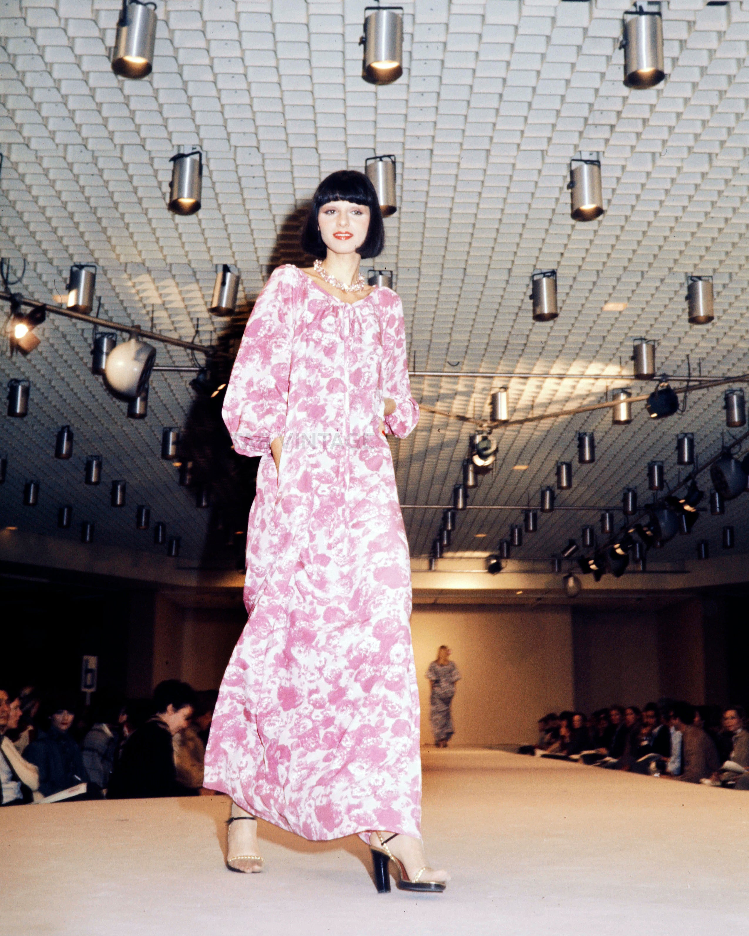 S/S 1976 Pink Long Sleeve Silk Tent Dress