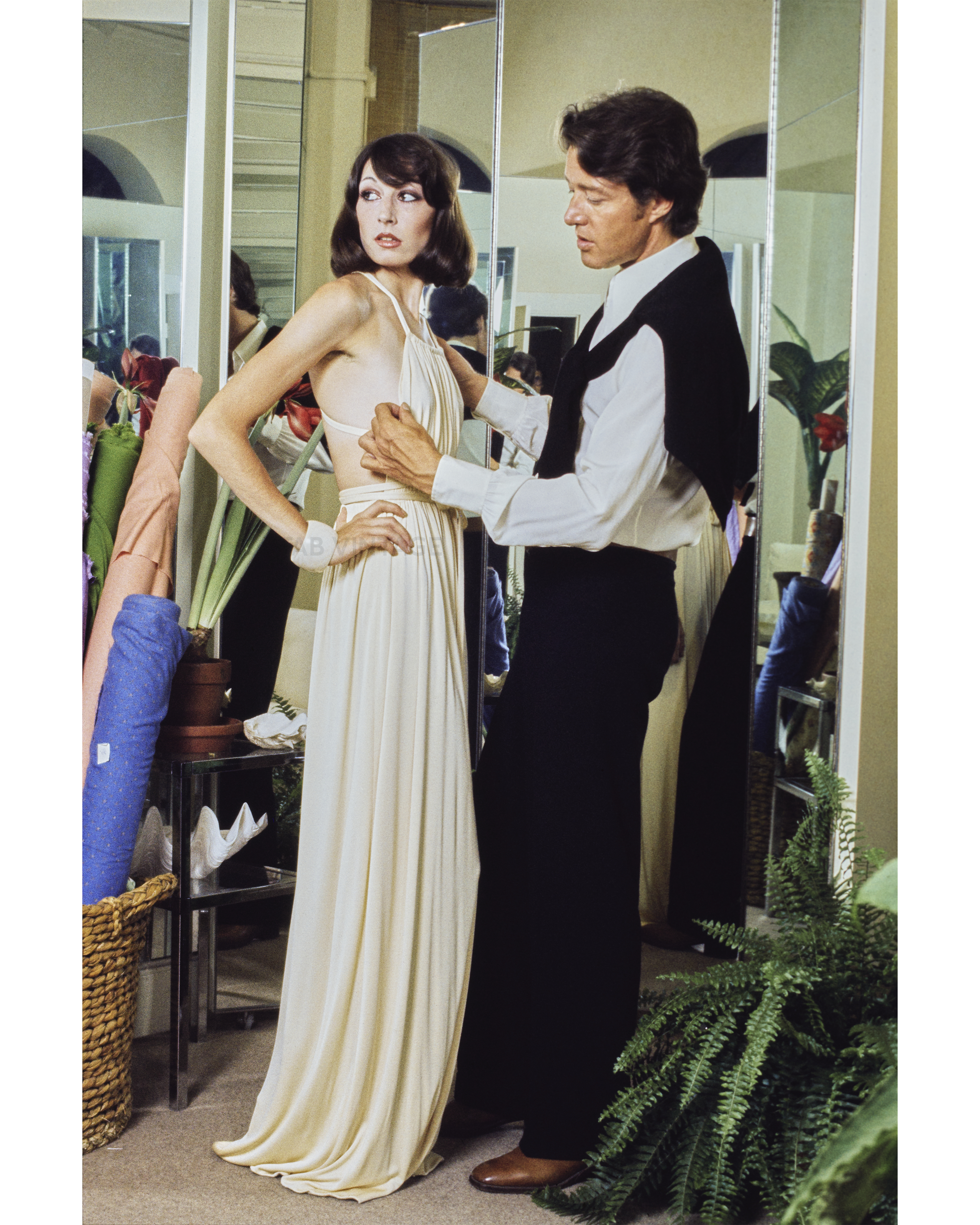 1972 Warm Ecru Silk Jersey Gown with Open Back