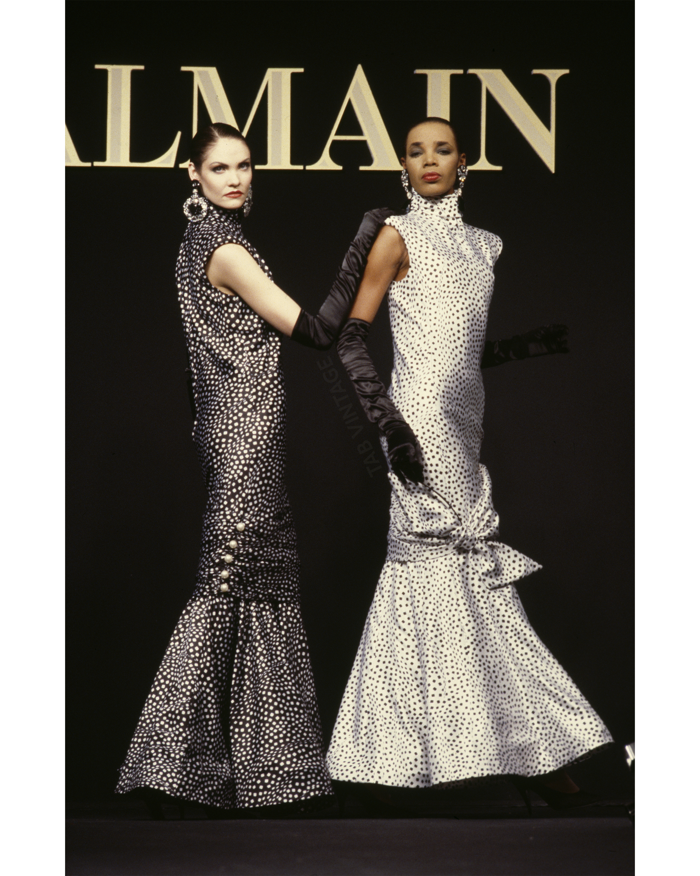 S/S 1987 Haute Couture Black and White Polka Dot Gown