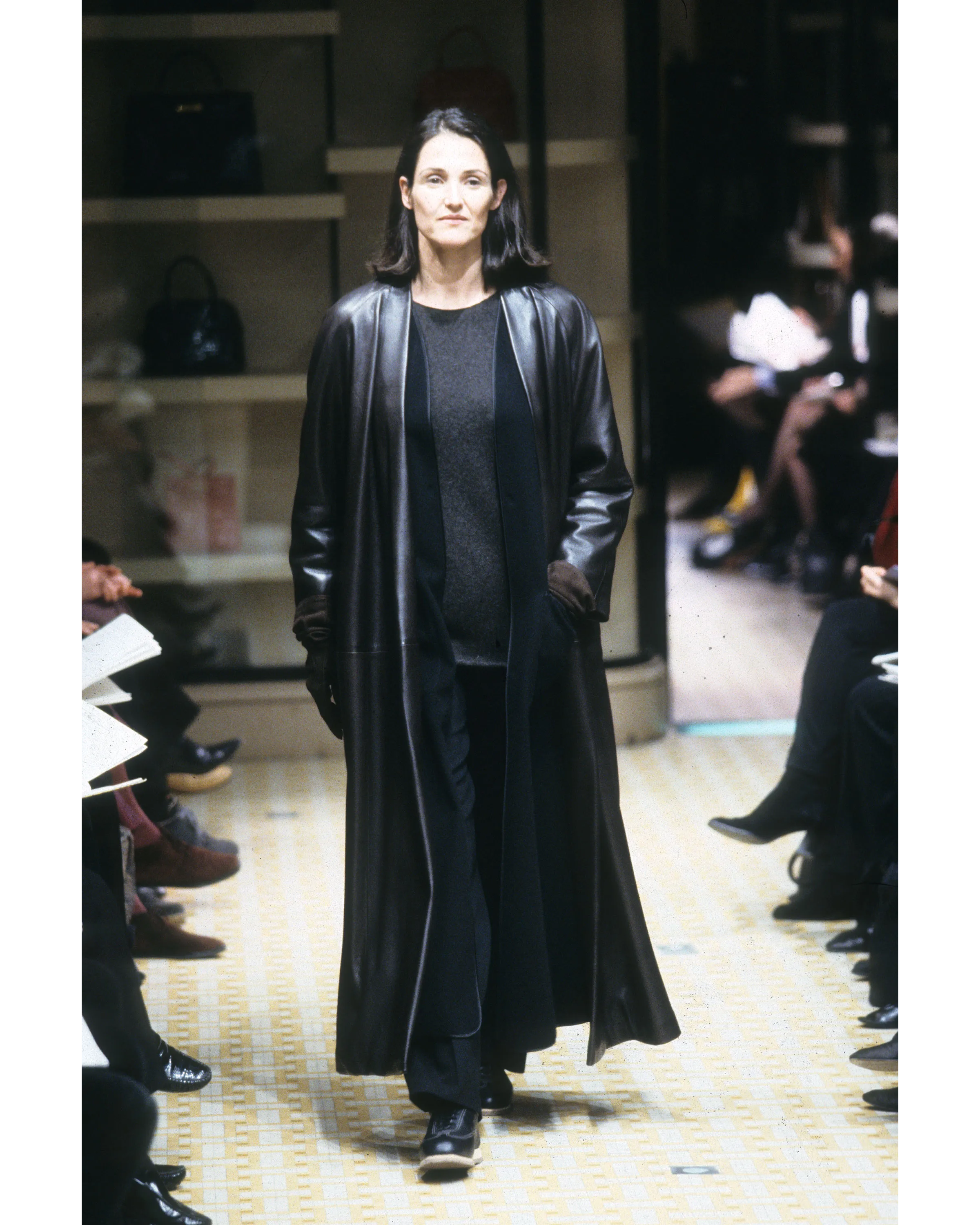 A/W 1998 Black Leather Collarless Jacket