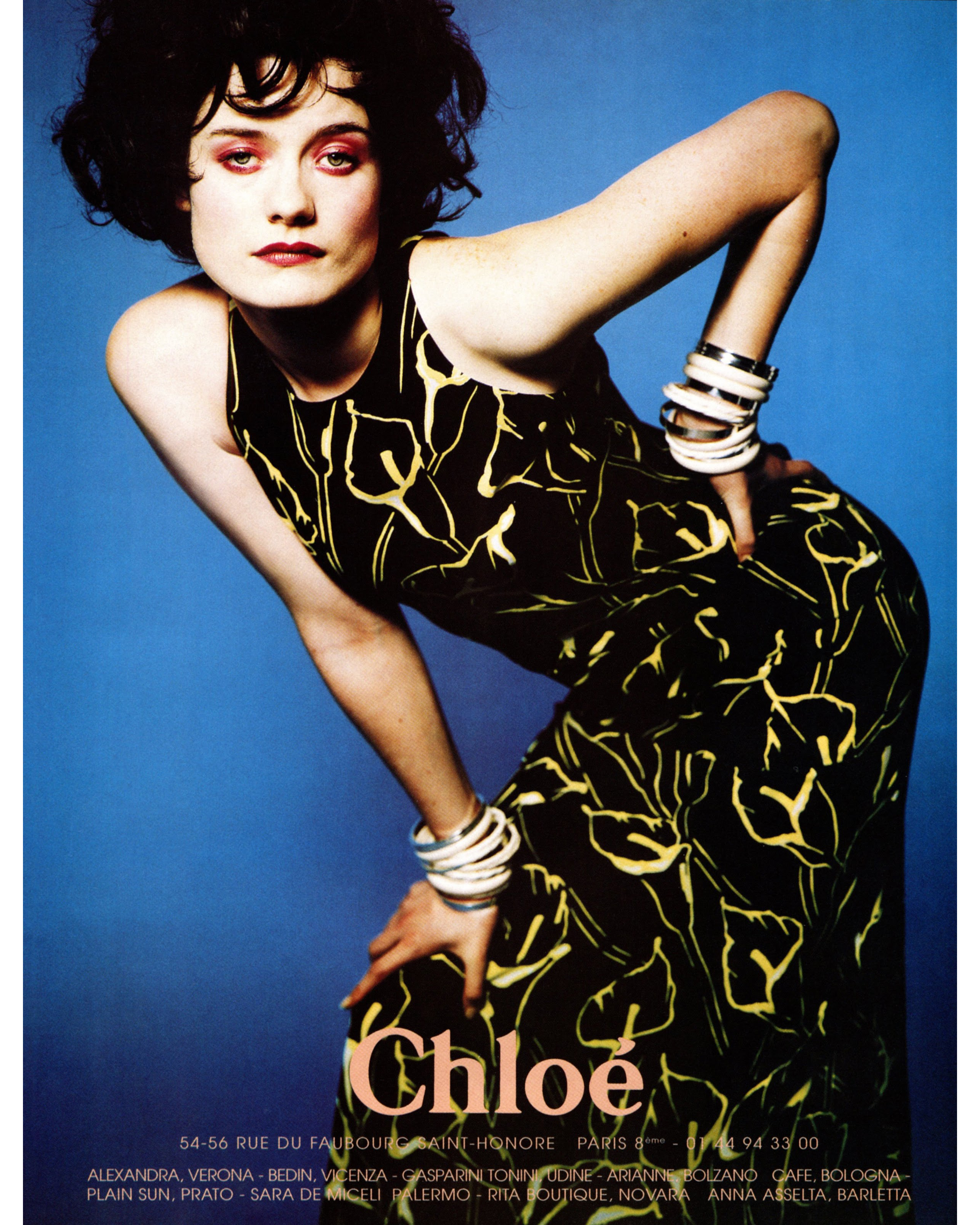 S/S 1997 Black and Yellow Coral Pattern Gown