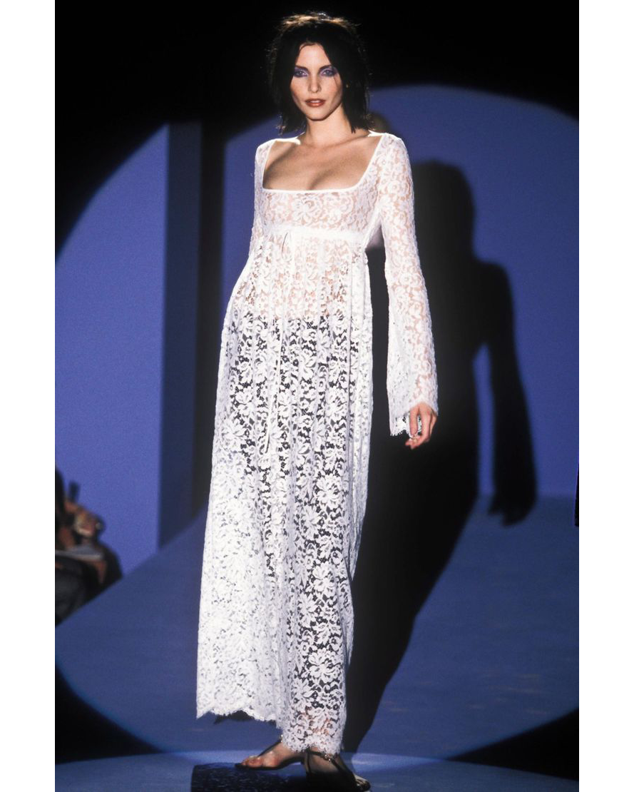 S/S 1996 White Lace Gown with Nude Lining
