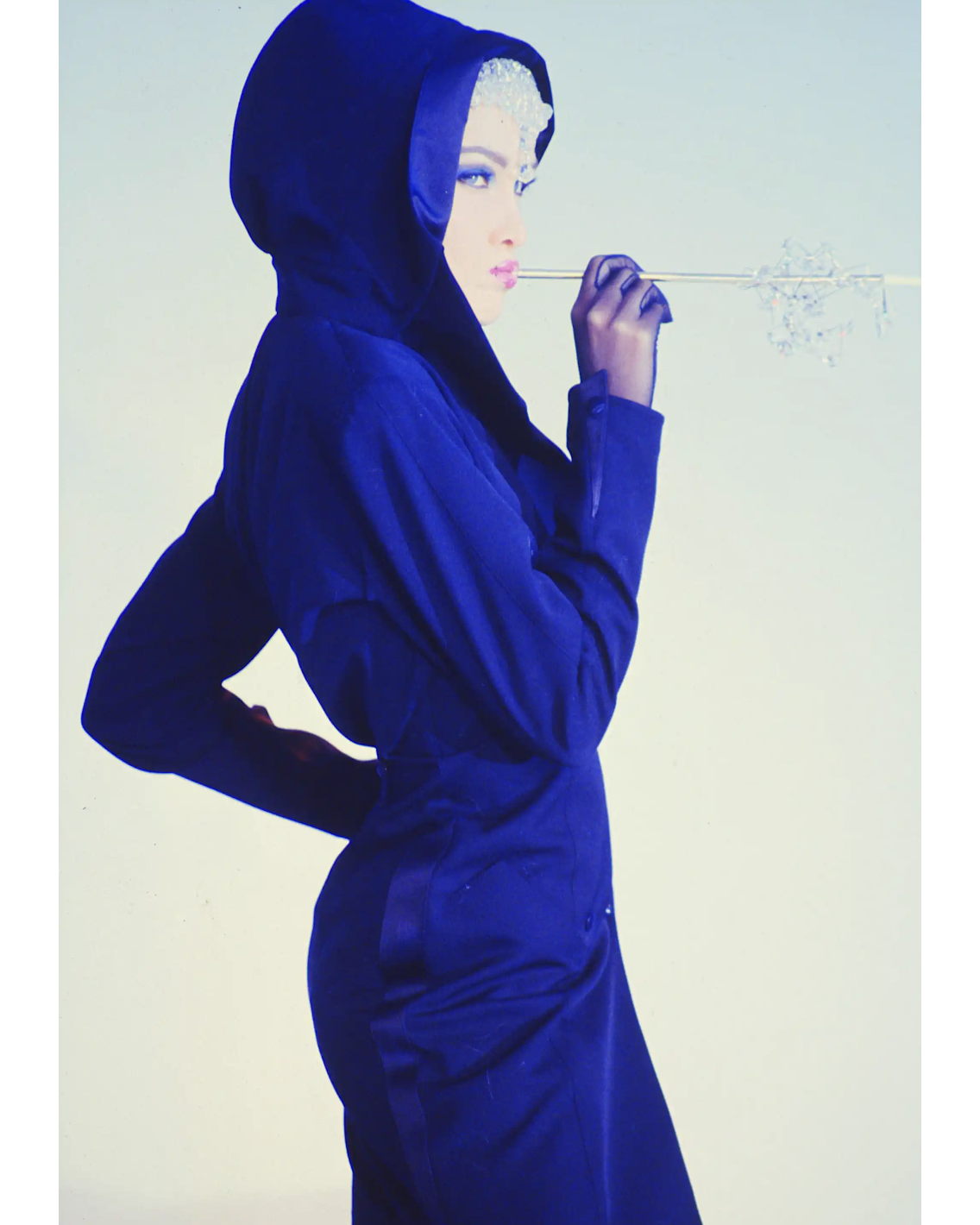 1990's Deep Navy Long Sleeve Hooded Jersey Dress