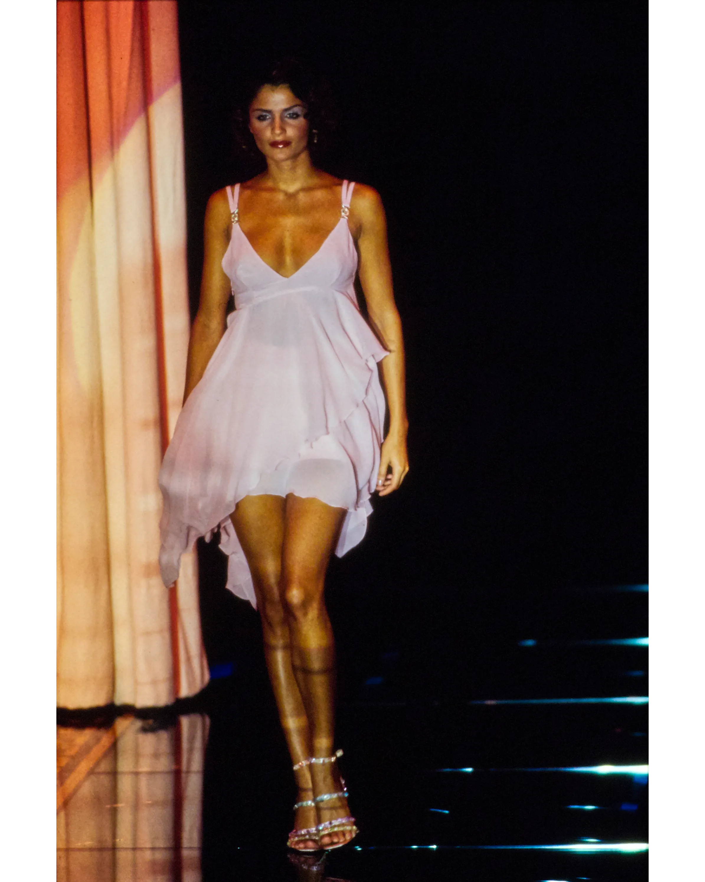 S/S 1995 Pink Silk Chiffon Mini Dress