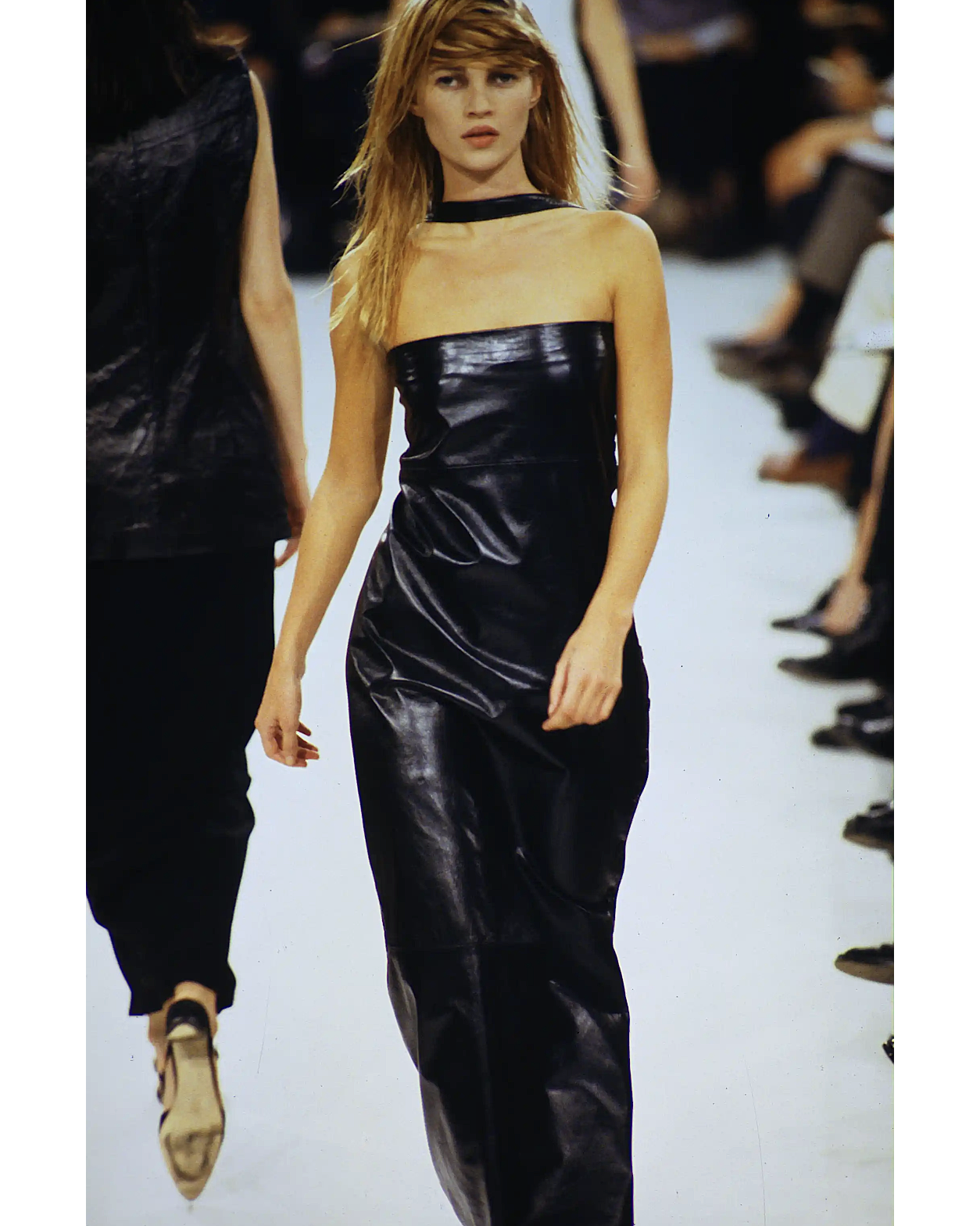 S/S 1996 Black Leather Midi Dress
