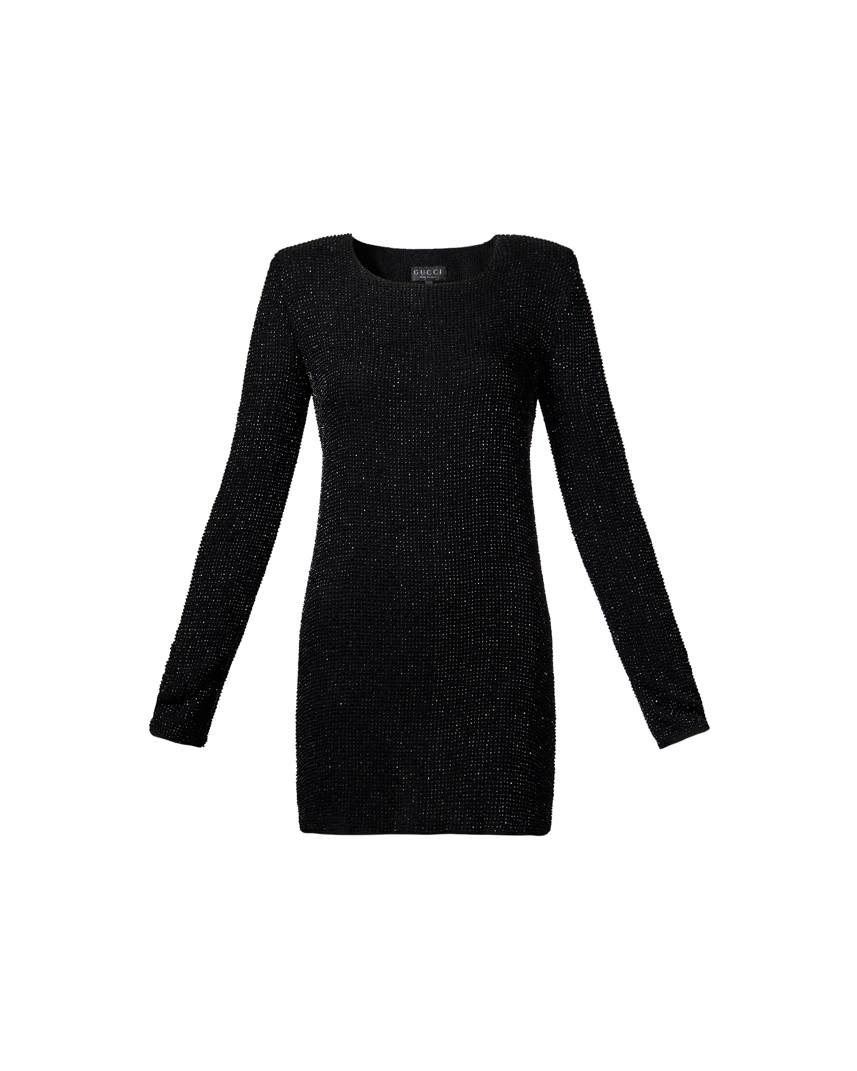 A/W 1997 Black Embellished Long Sleeve Shift Dress
