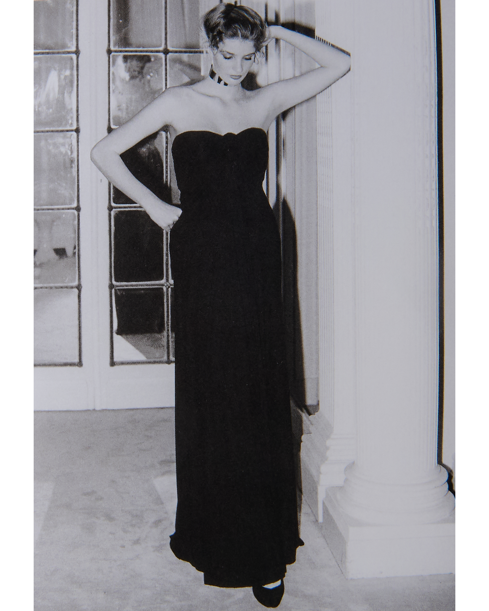 A/W 1961 Haute Couture Black Strapless Hand-Pleated Gown