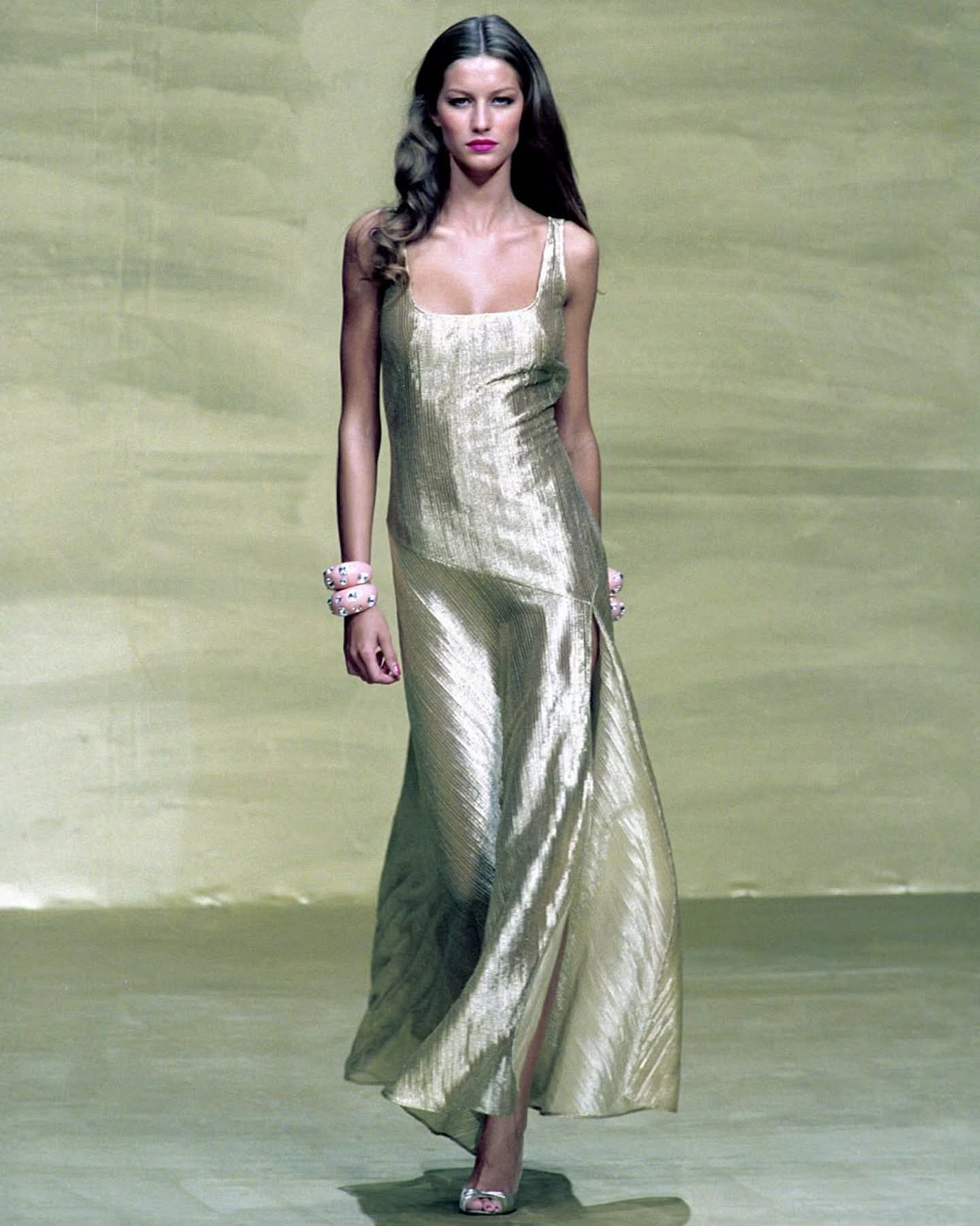 S/S 2000 Metallic Gold Woven Lamé Dress