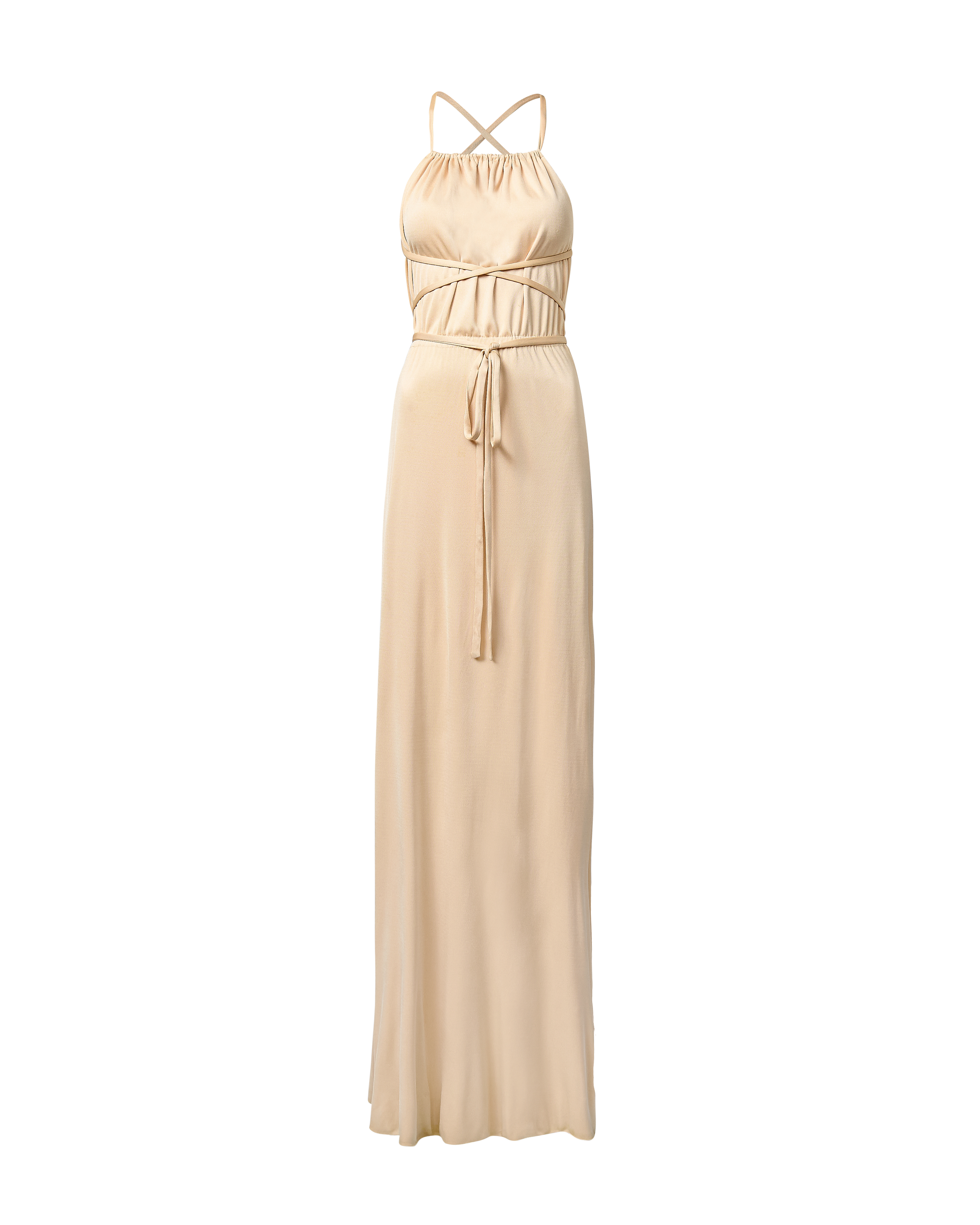1972 Warm Ecru Silk Jersey Gown with Open Back