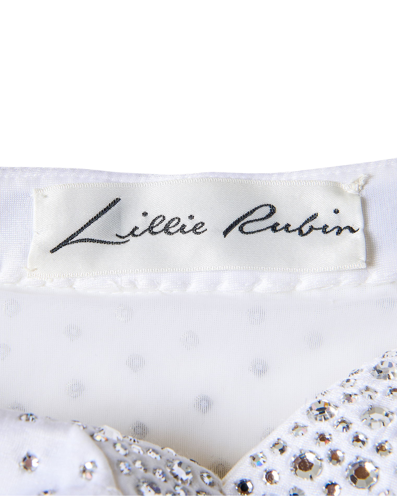 1980's Strapless Pearl White Dress with Silver Rhinestones