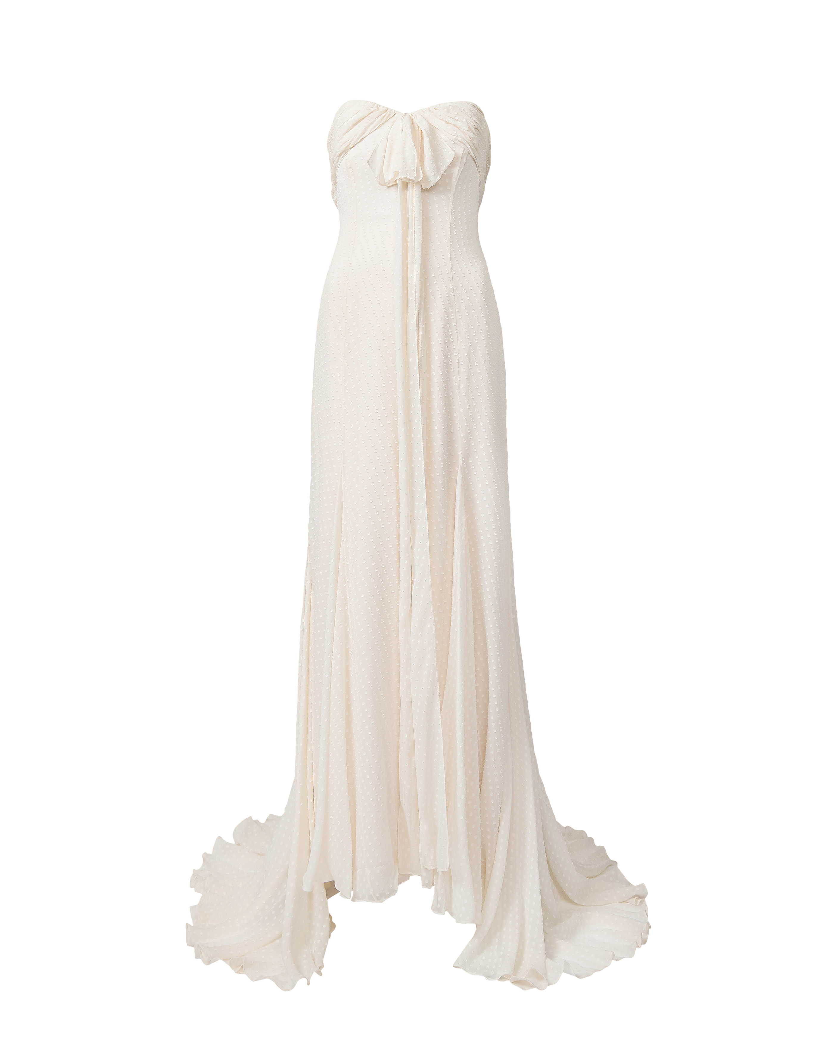 A/W 2006 Ivory Swiss Dot Pattern Strapless Trained Gown