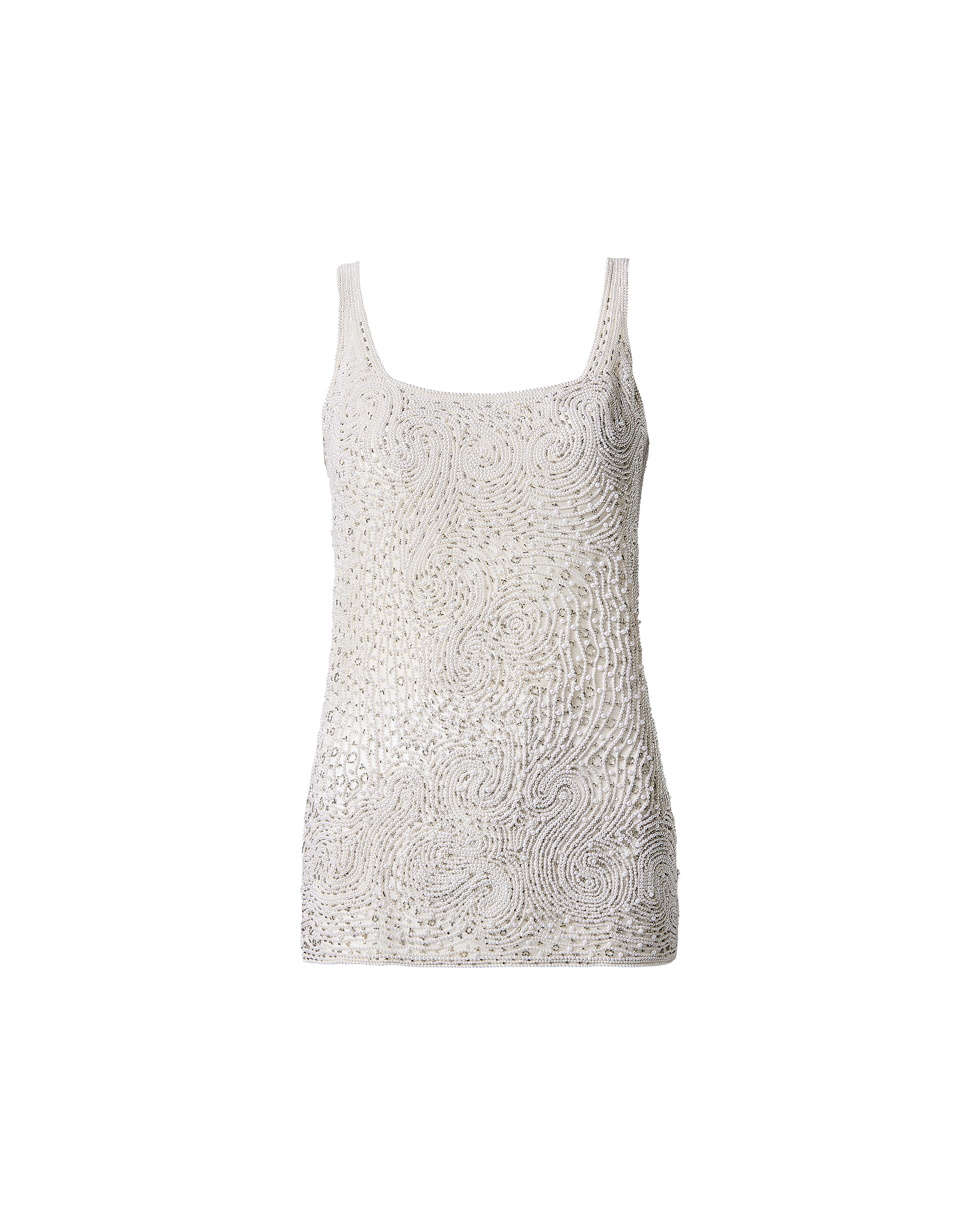 S/S 1981 Organza Beaded and Faux Pearl Scoop Neck Top
