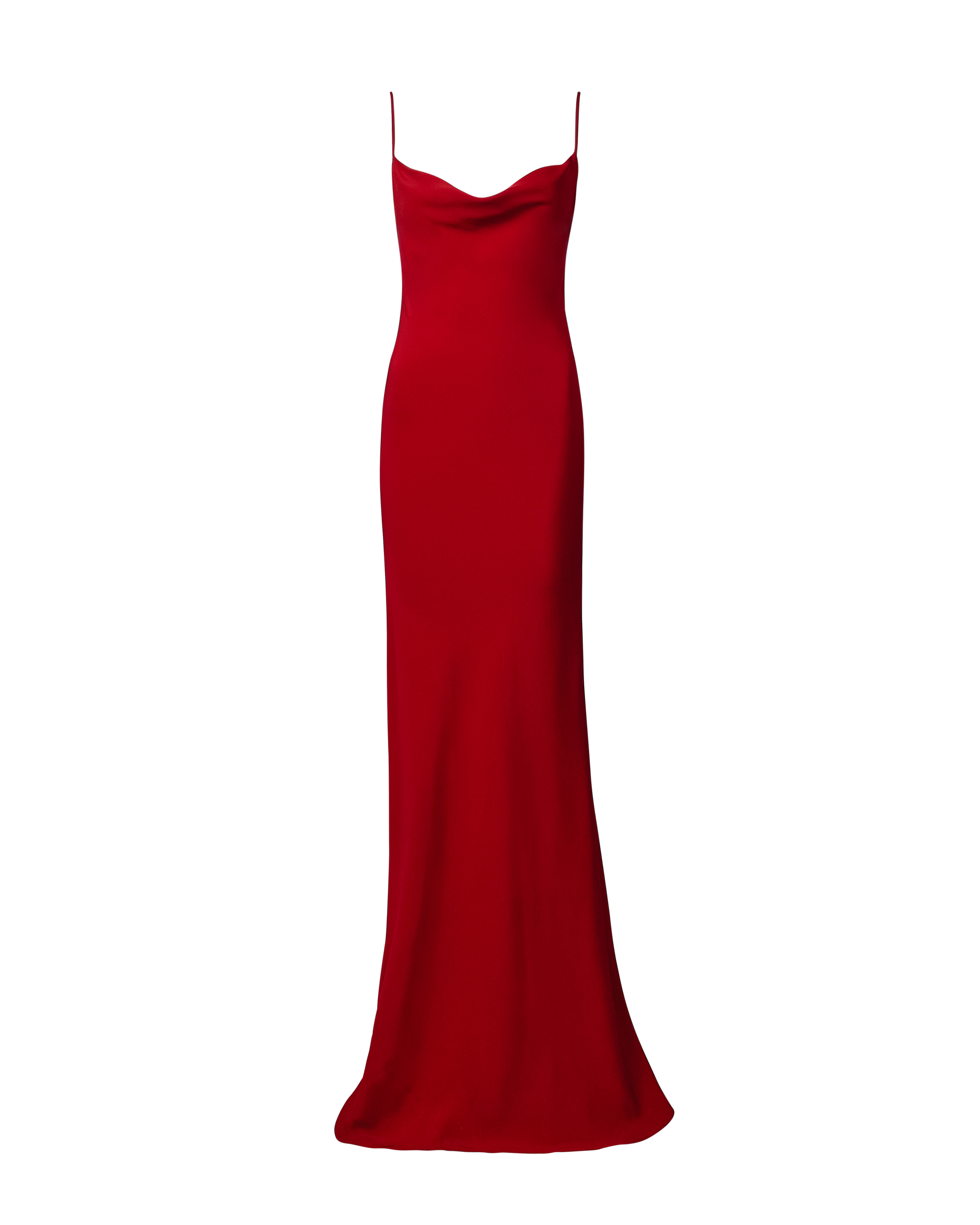 1990's Red Cowl Neck Slip Gown with Open Back