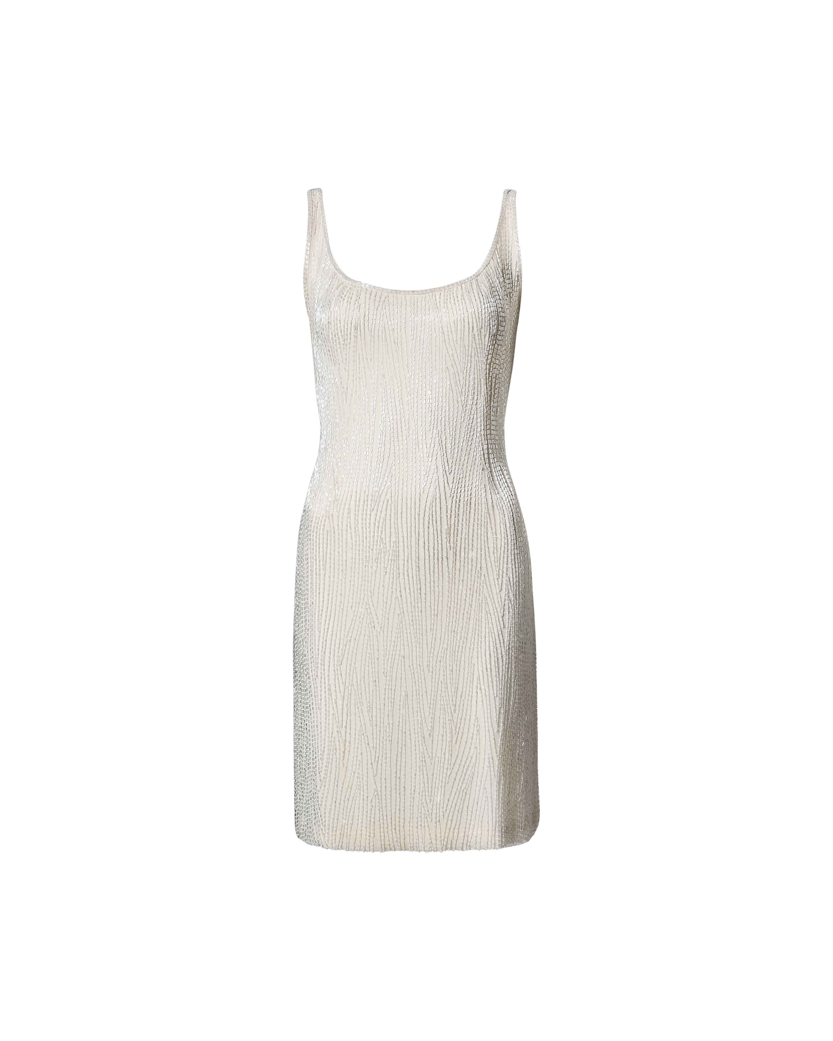 c. 1989 Ivory/White Fully Embellished Beaded Sleeveless Dress