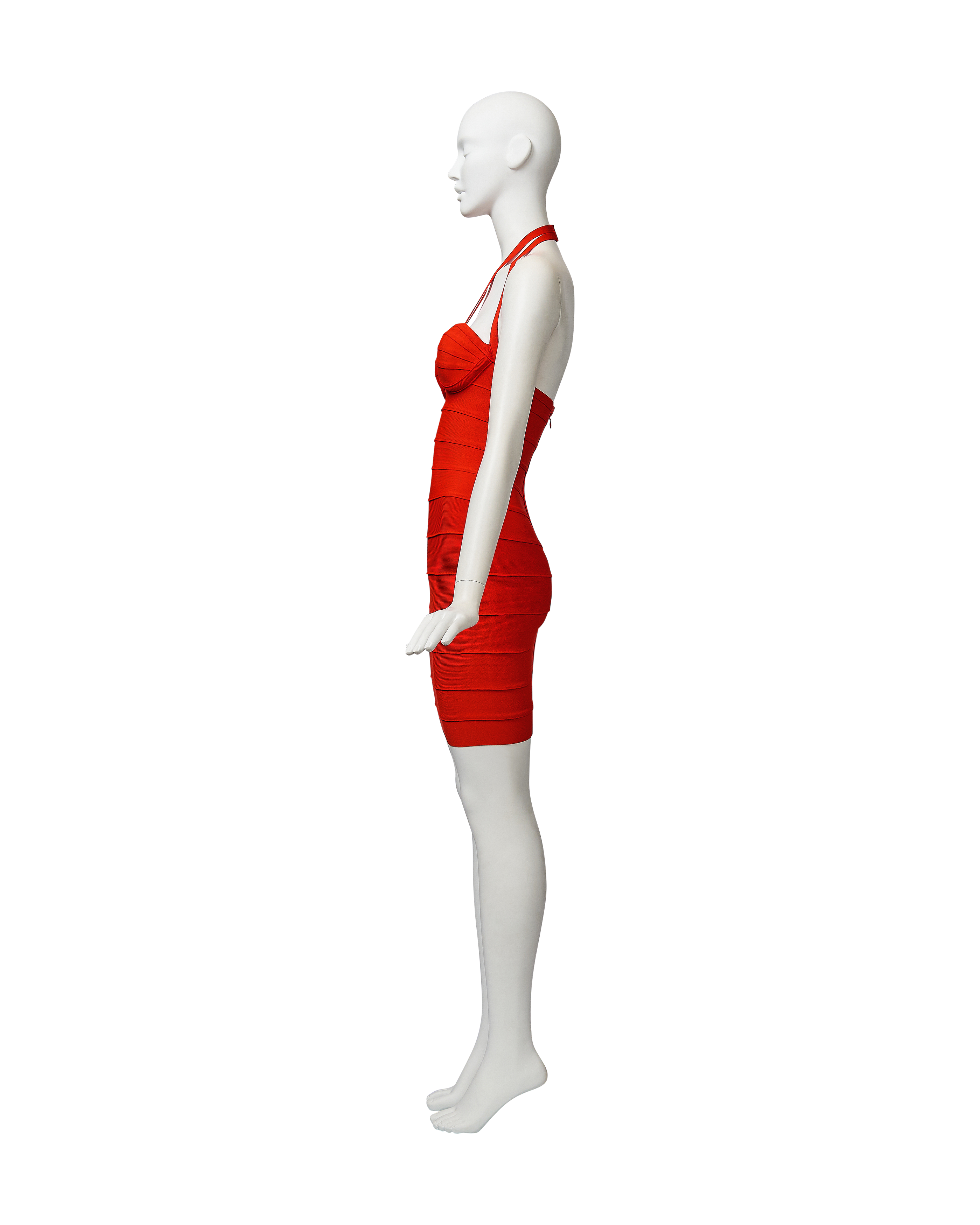 herve leger orange bandage dress Herve Leger Coral One Shoulder Bandage Dress Bodycon Cocktail Party Size M
