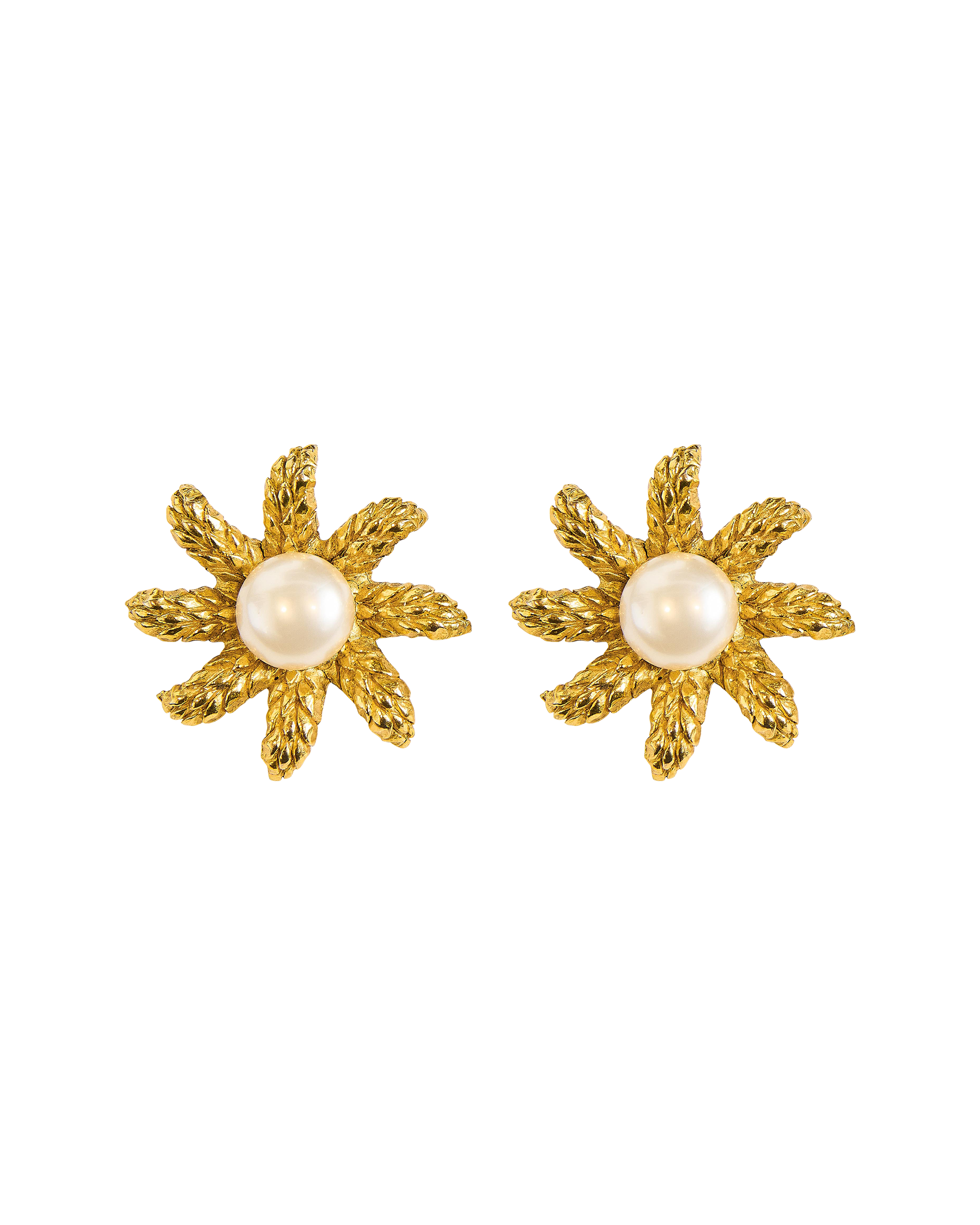 A/W 1992 Gold Faux Pearl Flower Earring