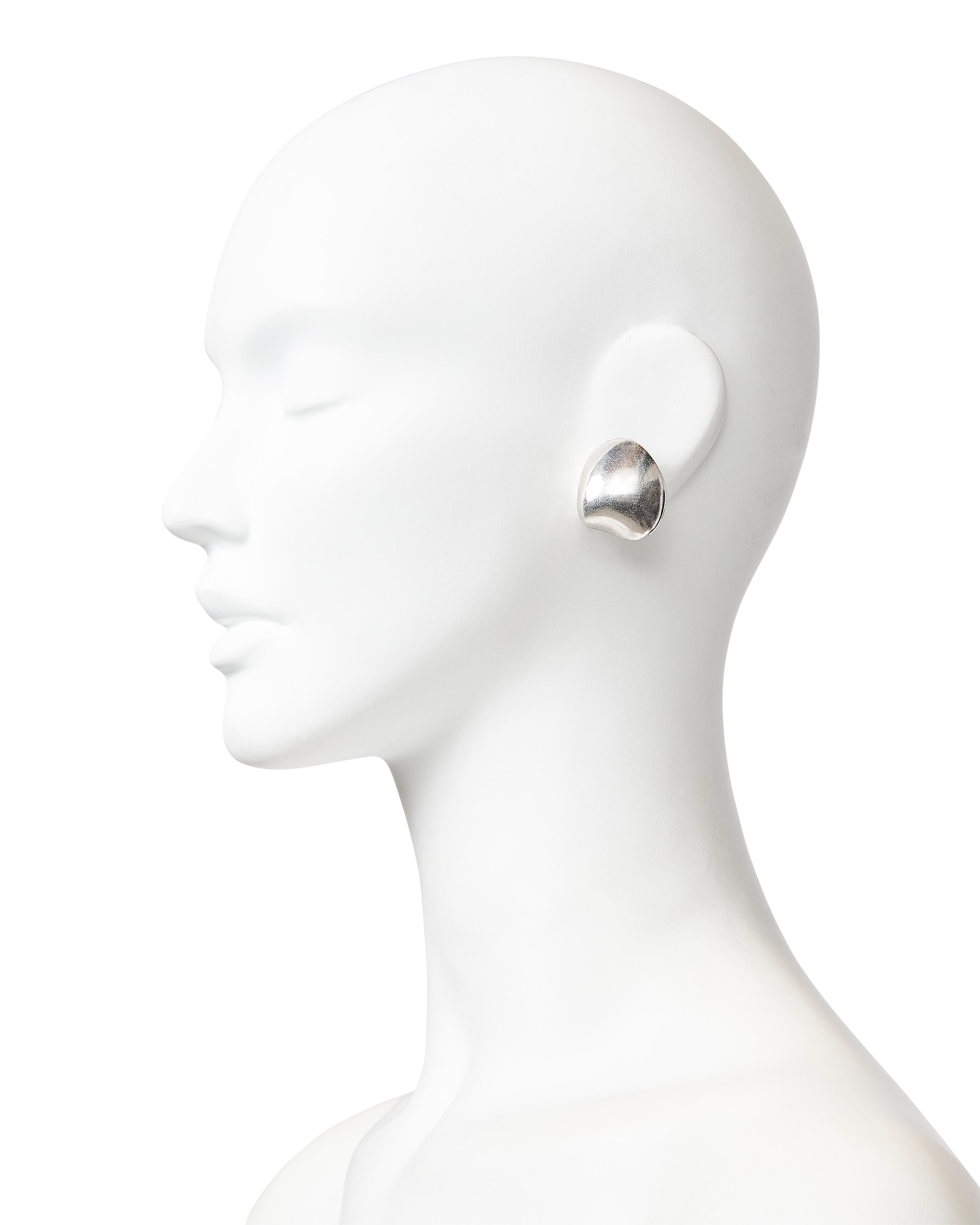 1970's Sterling Silver Curved Clip-on Earrings