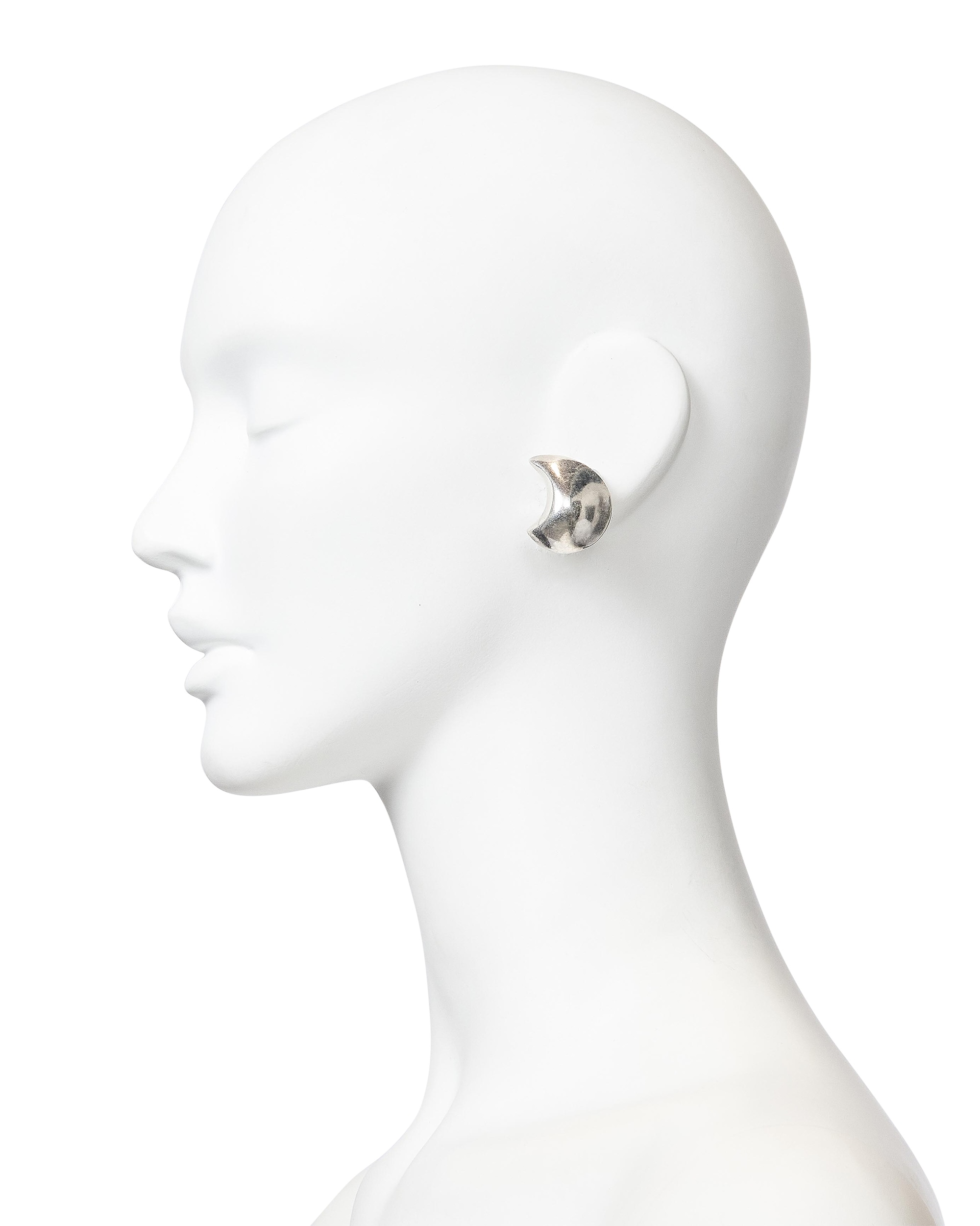 1970's Medium Sterling Silver Curved Earring