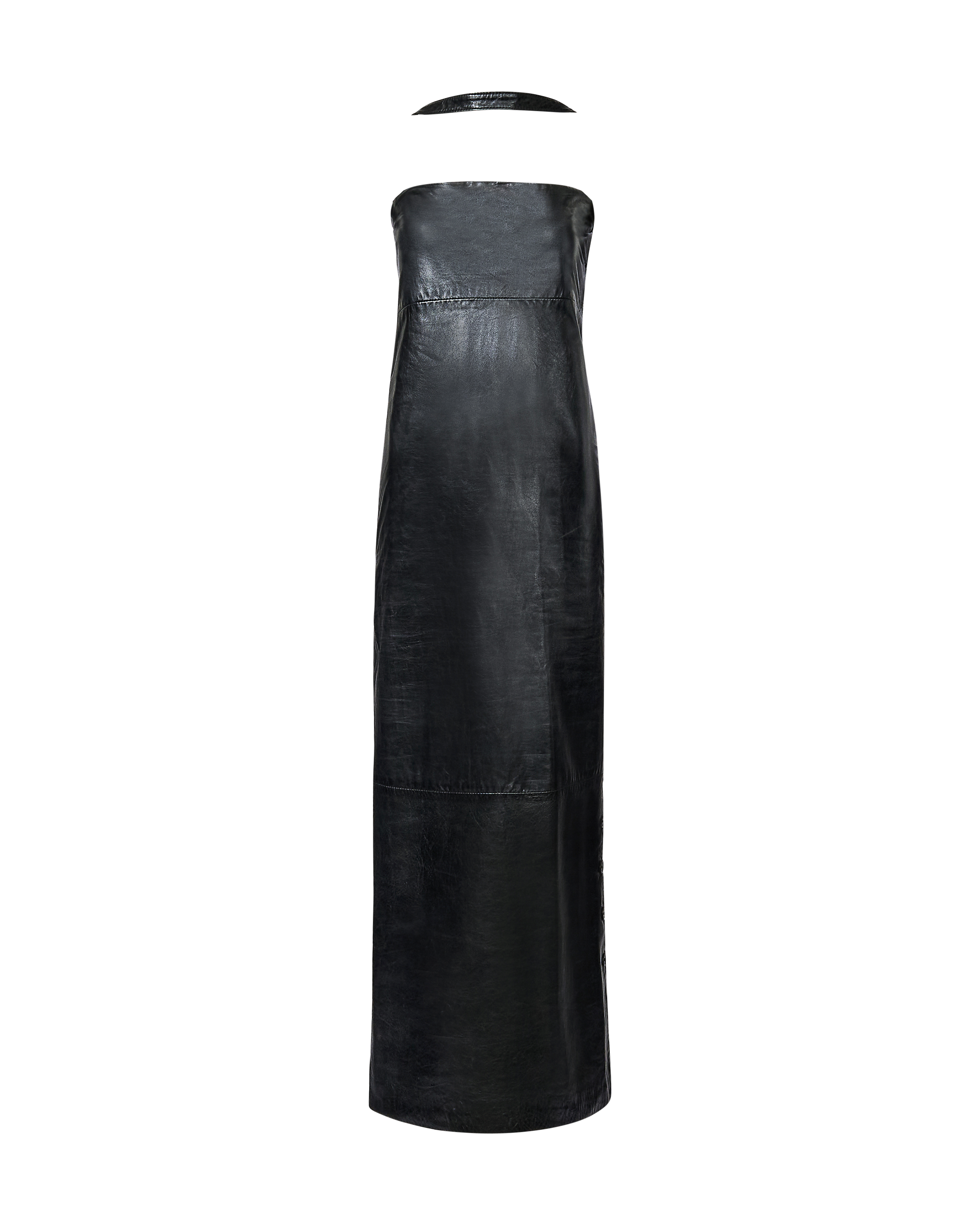 S/S 1996 Black Leather Midi Dress