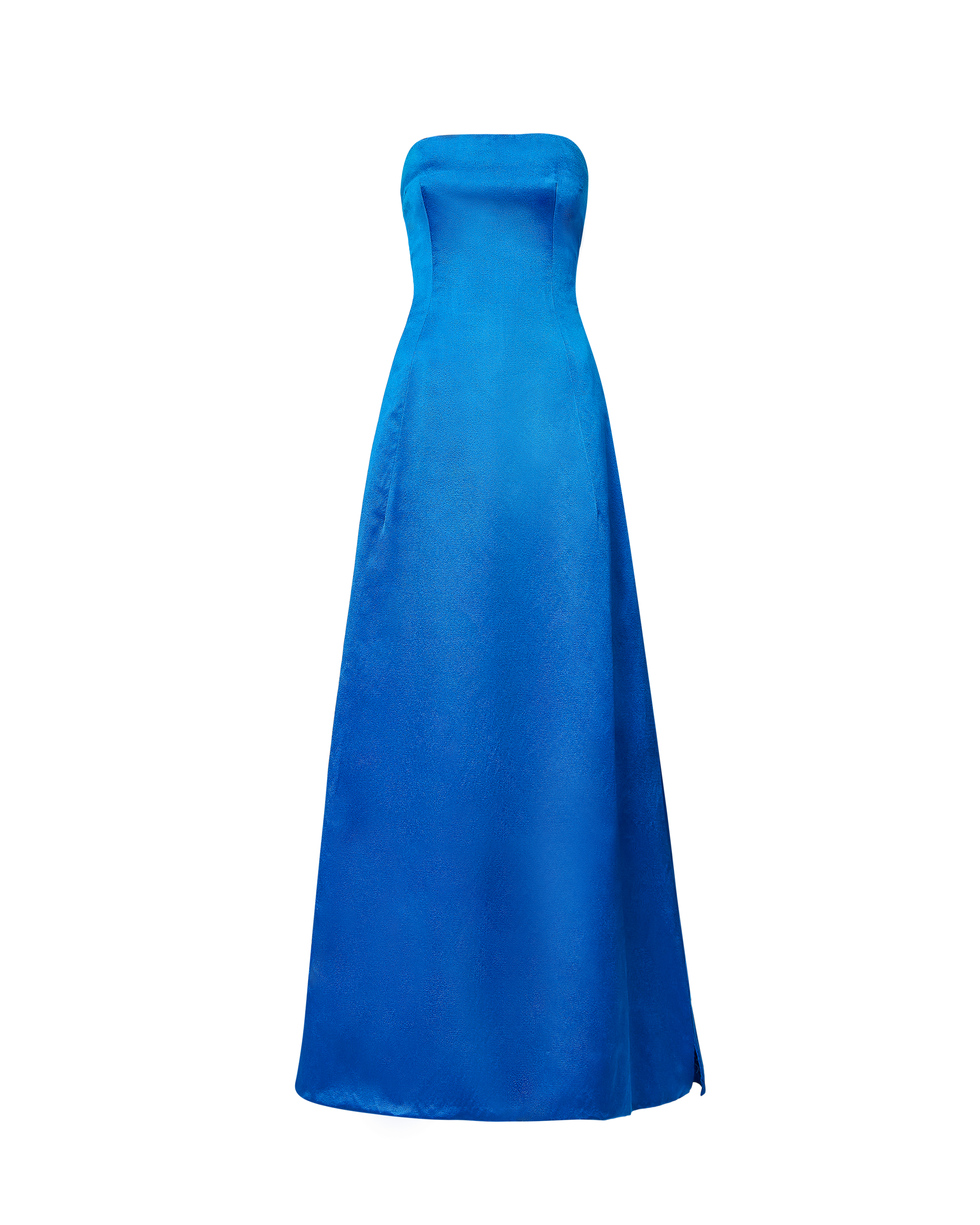 c. 1959 Couture Strapless Blue Silk Evening Gown