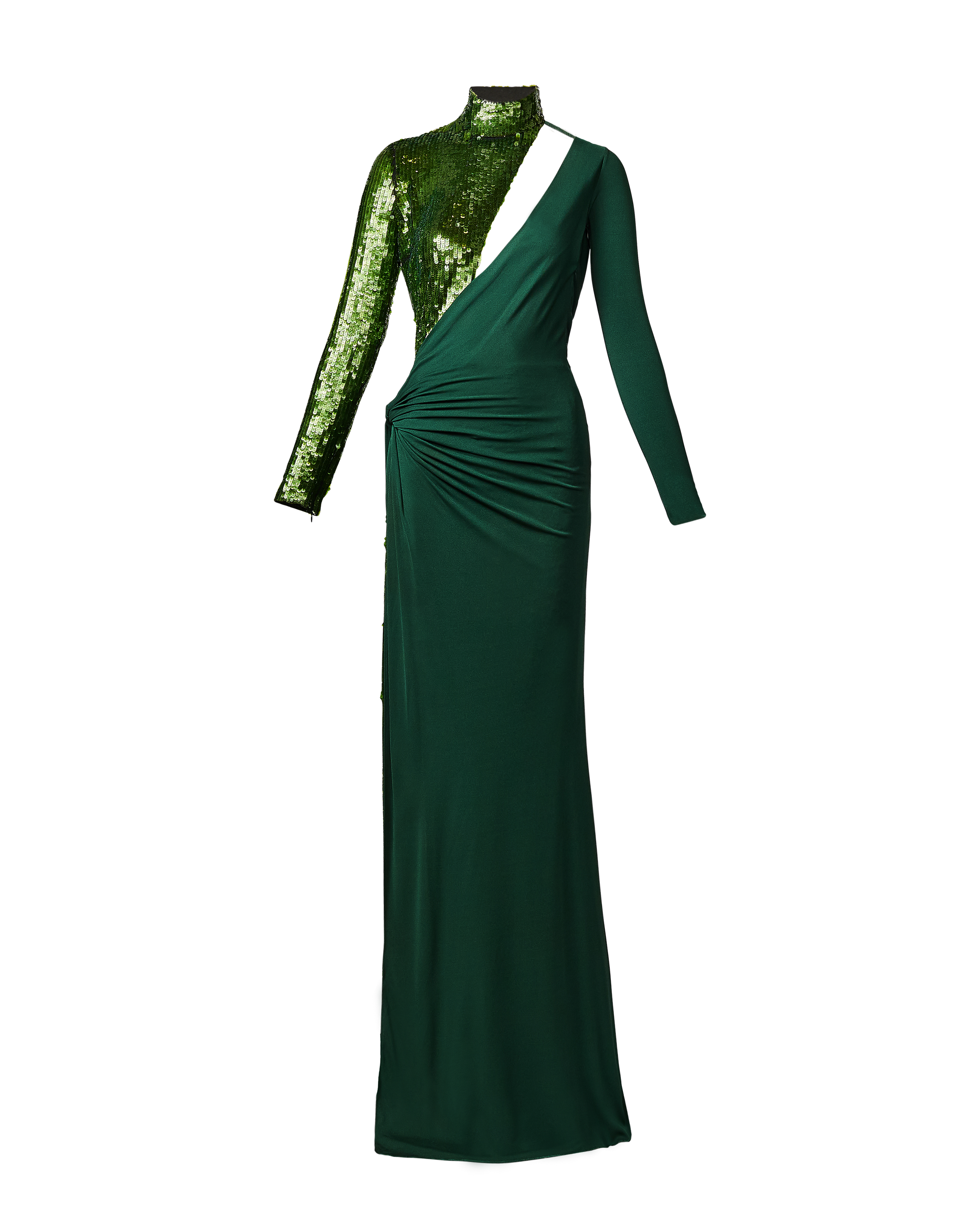A/W 2011 Green Asymmetrical Sequin Embellished Gown