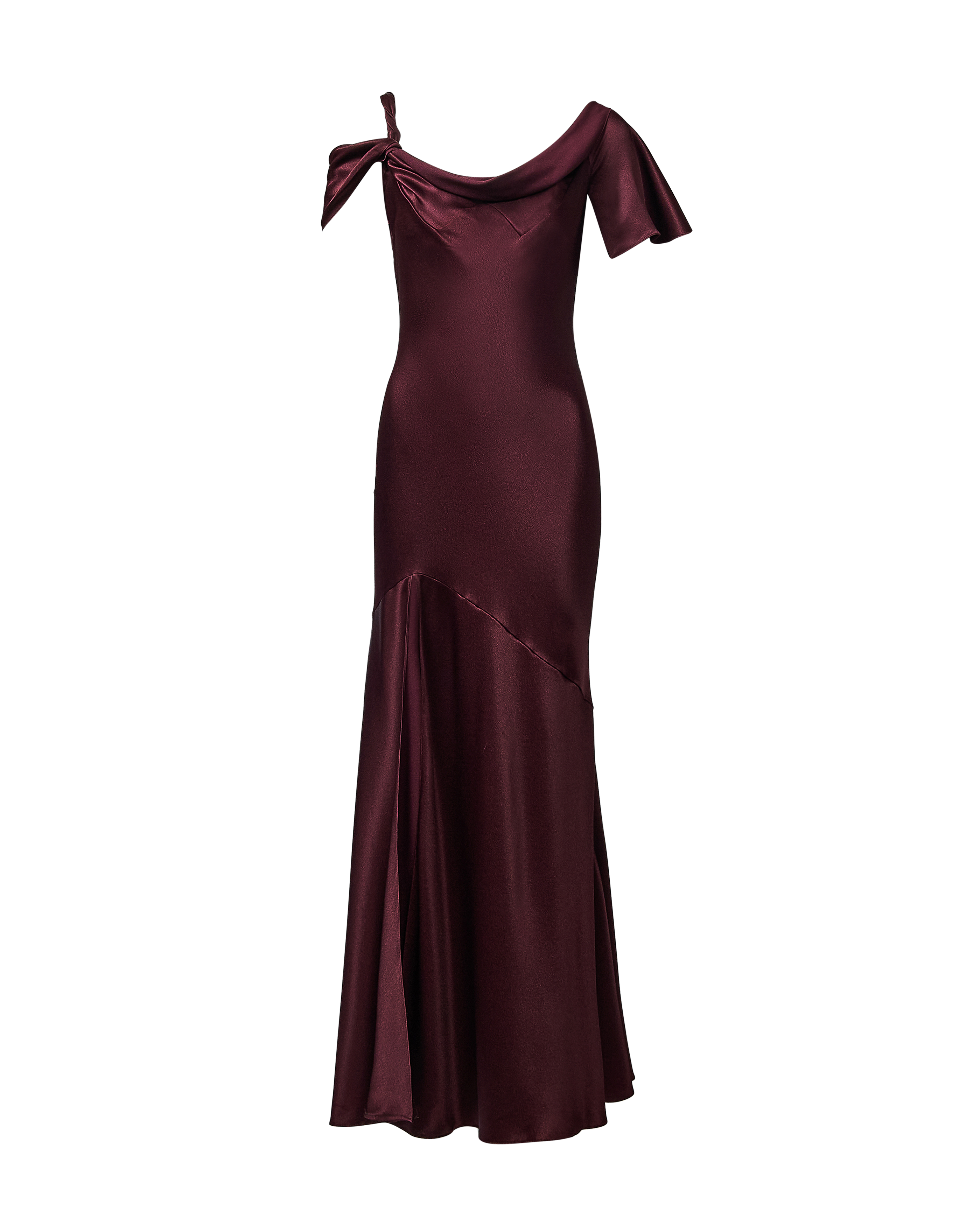A/W 1999 Burgundy Asymmetrical Bias Cut Gown