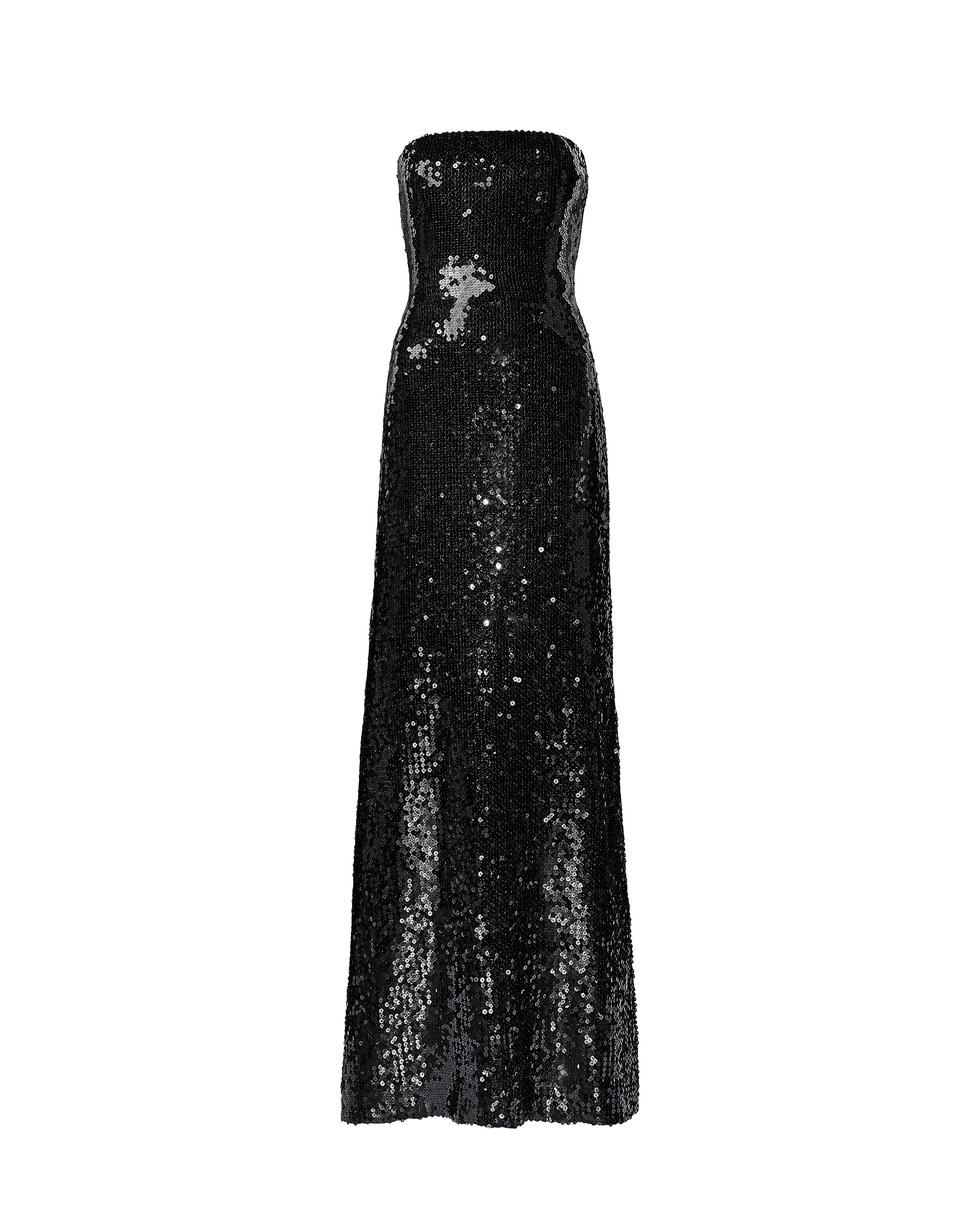 A/W 1998 Black Fully Sequin Embellished Strapless Gown