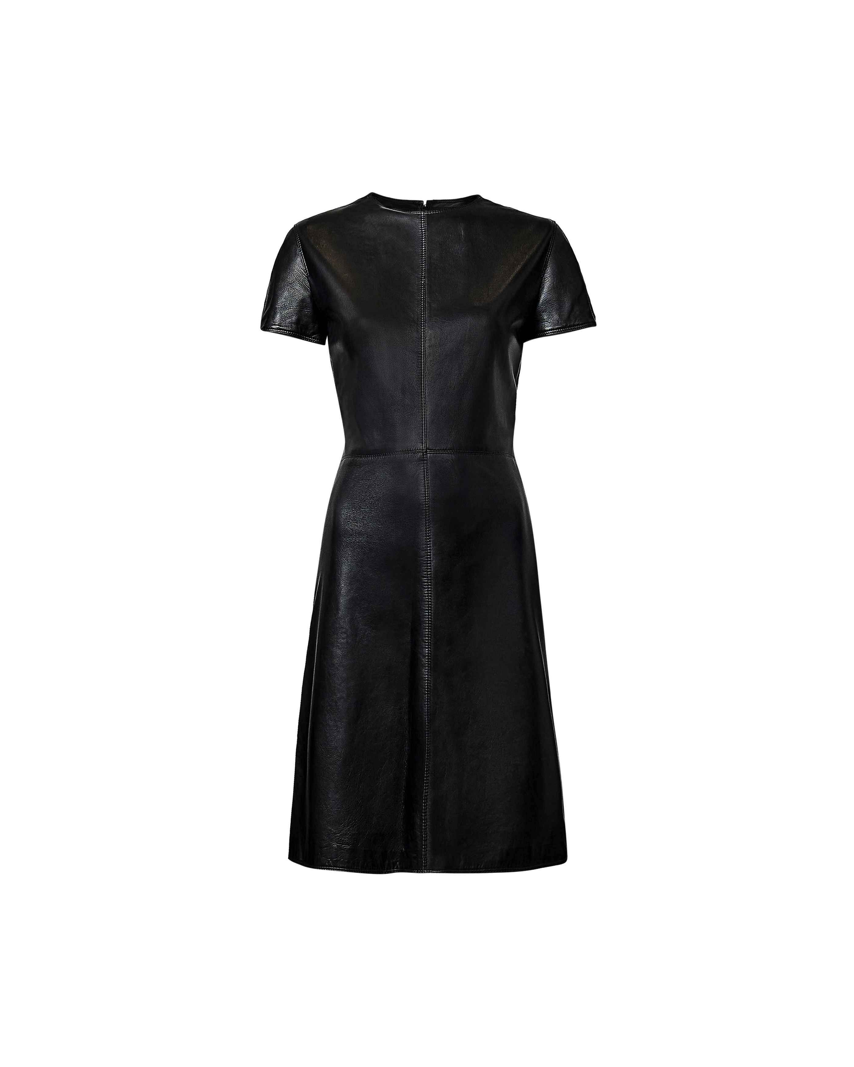 S/S 1996 Black Leather Above-Knee A-Line Dress