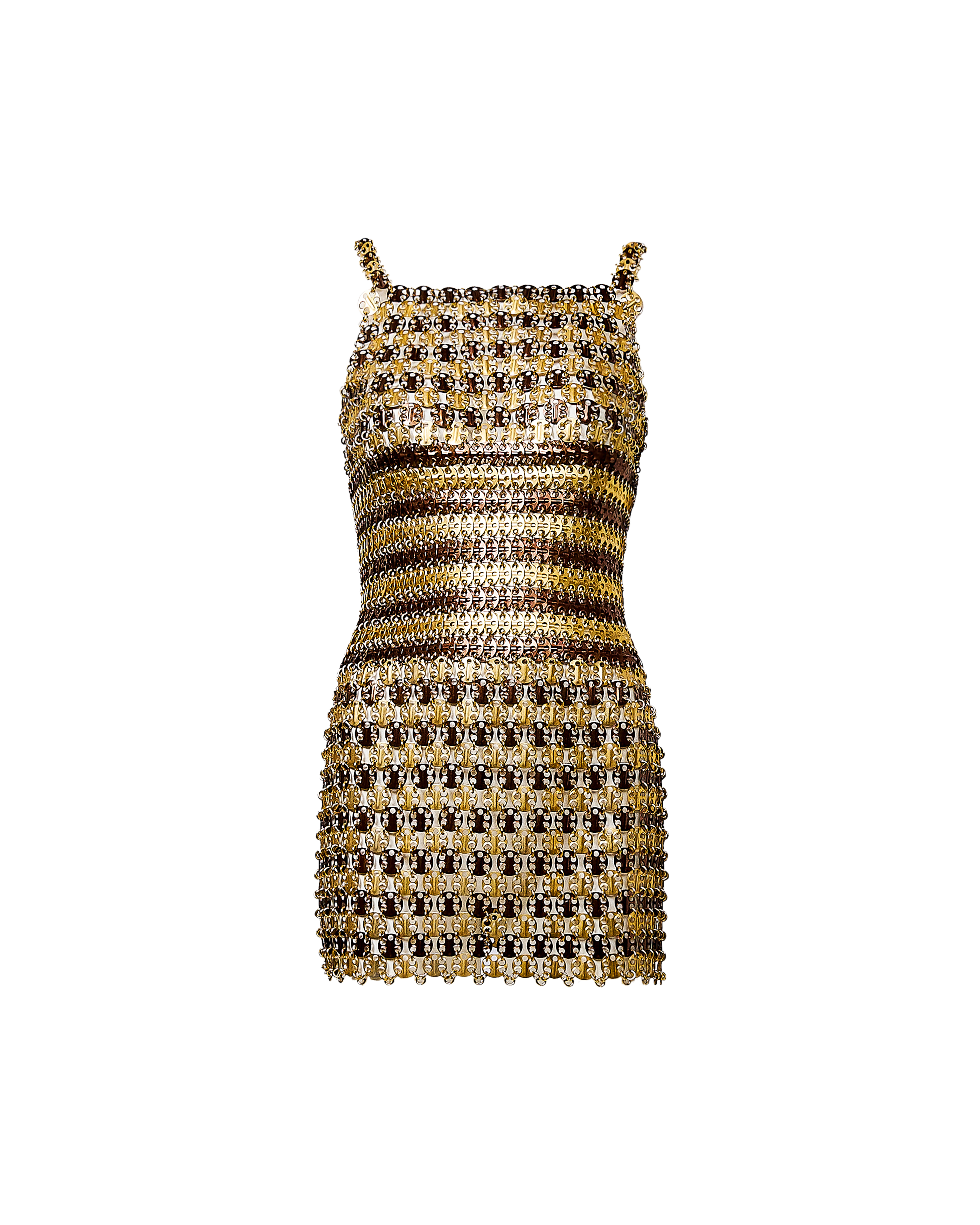 1968 Gold and Bronze Chainmail Mini Dress