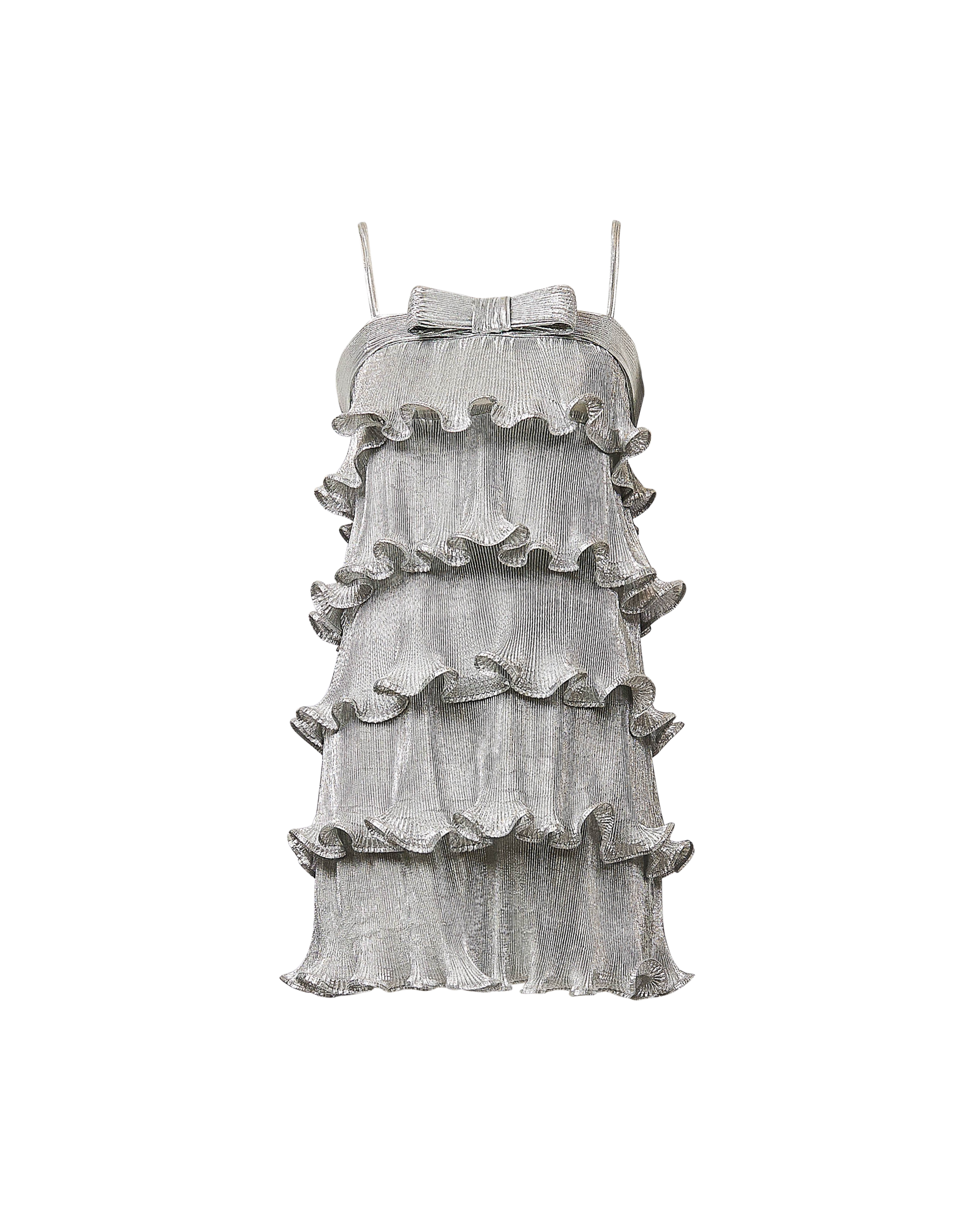 2011 Silver Tiered Lamé Mini Dress