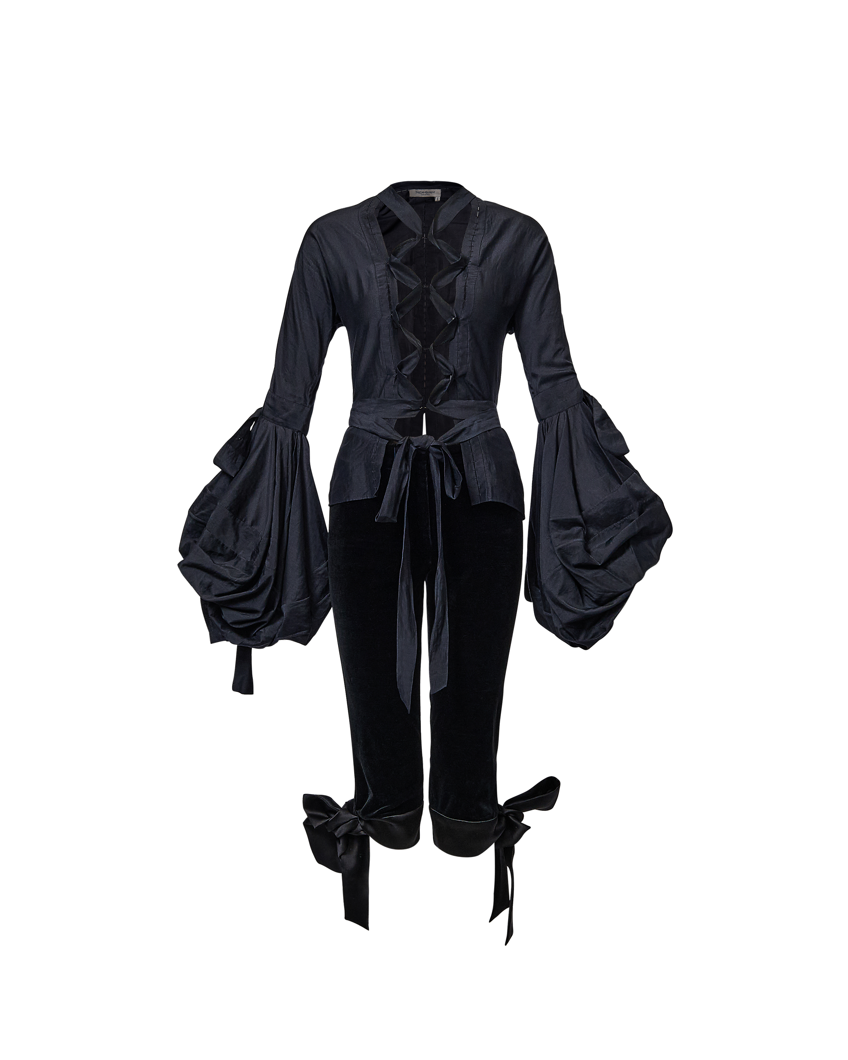 A/W 2002 Black Cutout Blouse and Capri Pant Set
