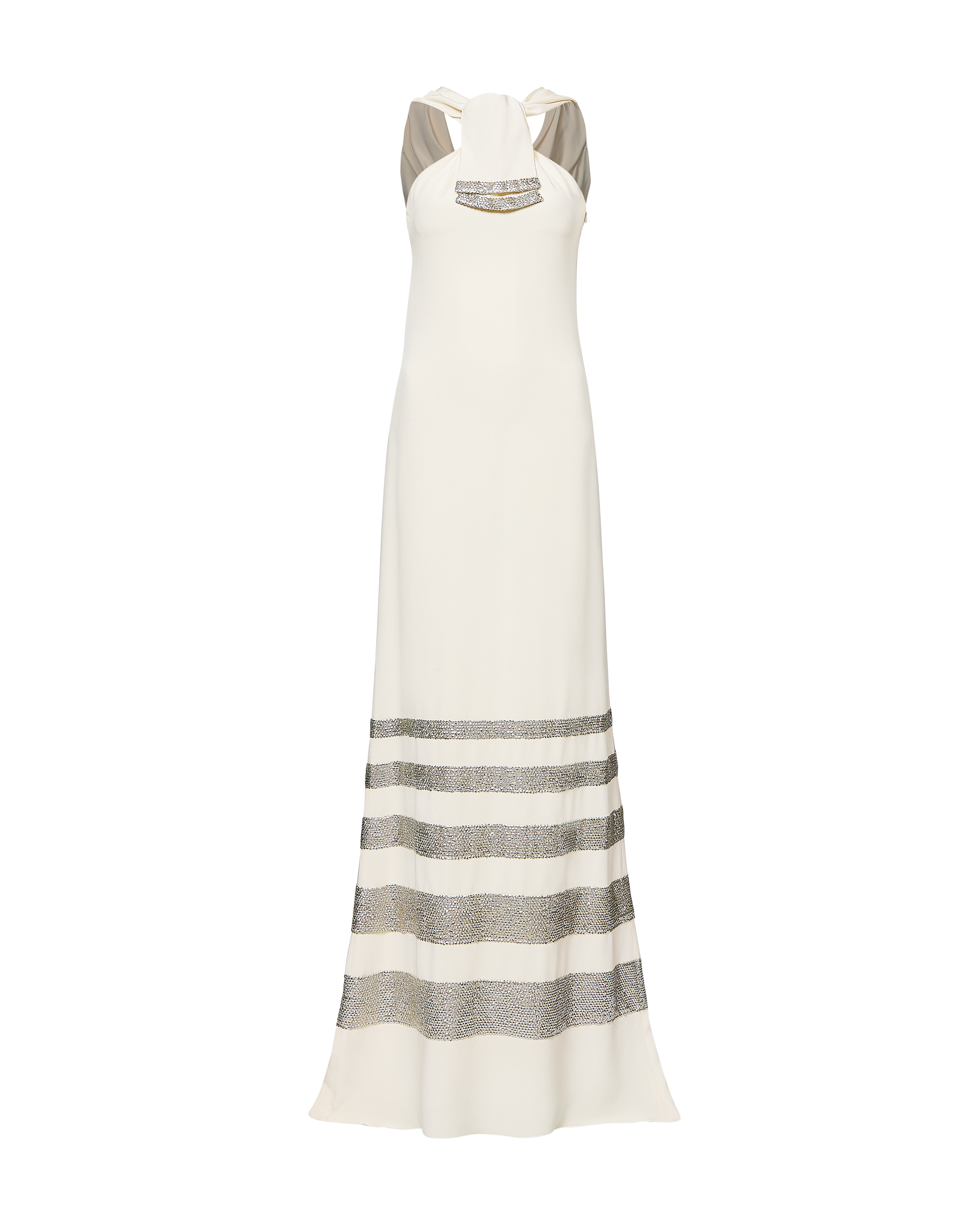 S/S 2008 Ivory and Silver Sequin Embellished Gown