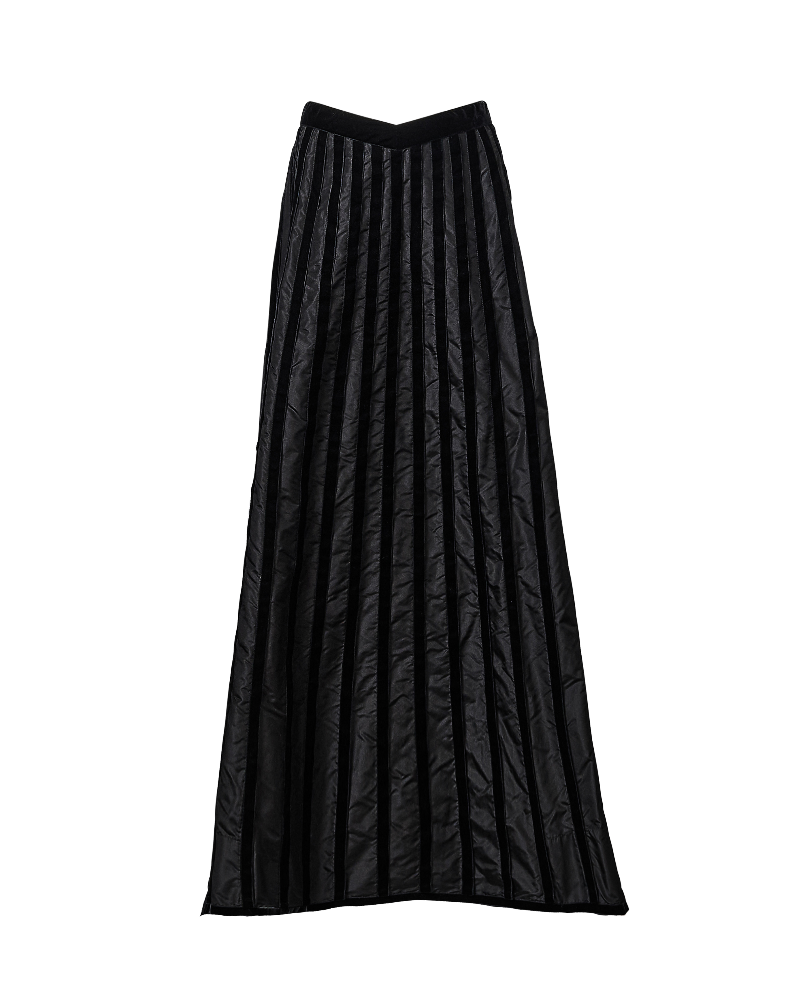A/W 1998 Black Silk and Velvet Paneled Skirt with Train