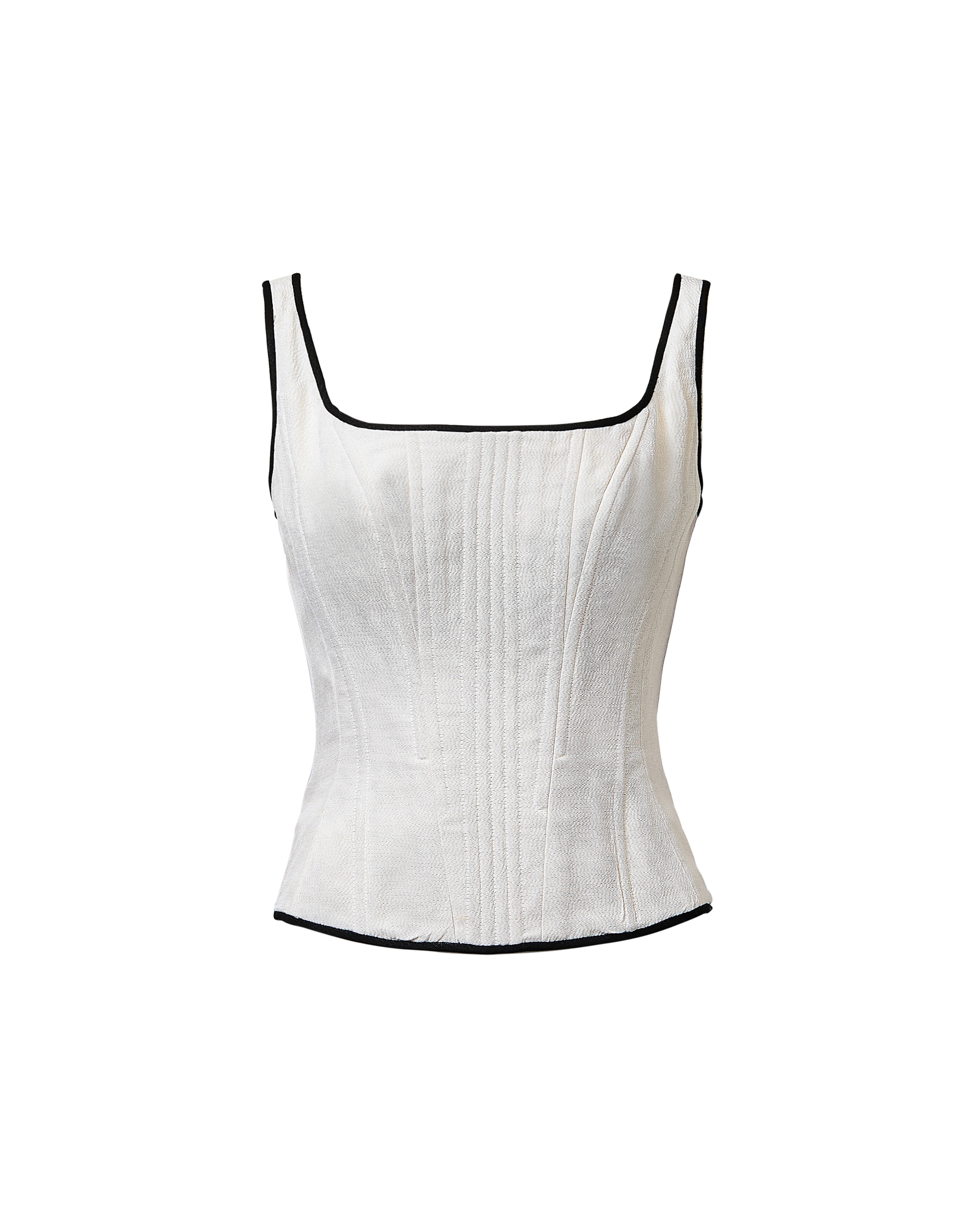 S/S 1993 Ivory Sleeveless Corset with Black Trim