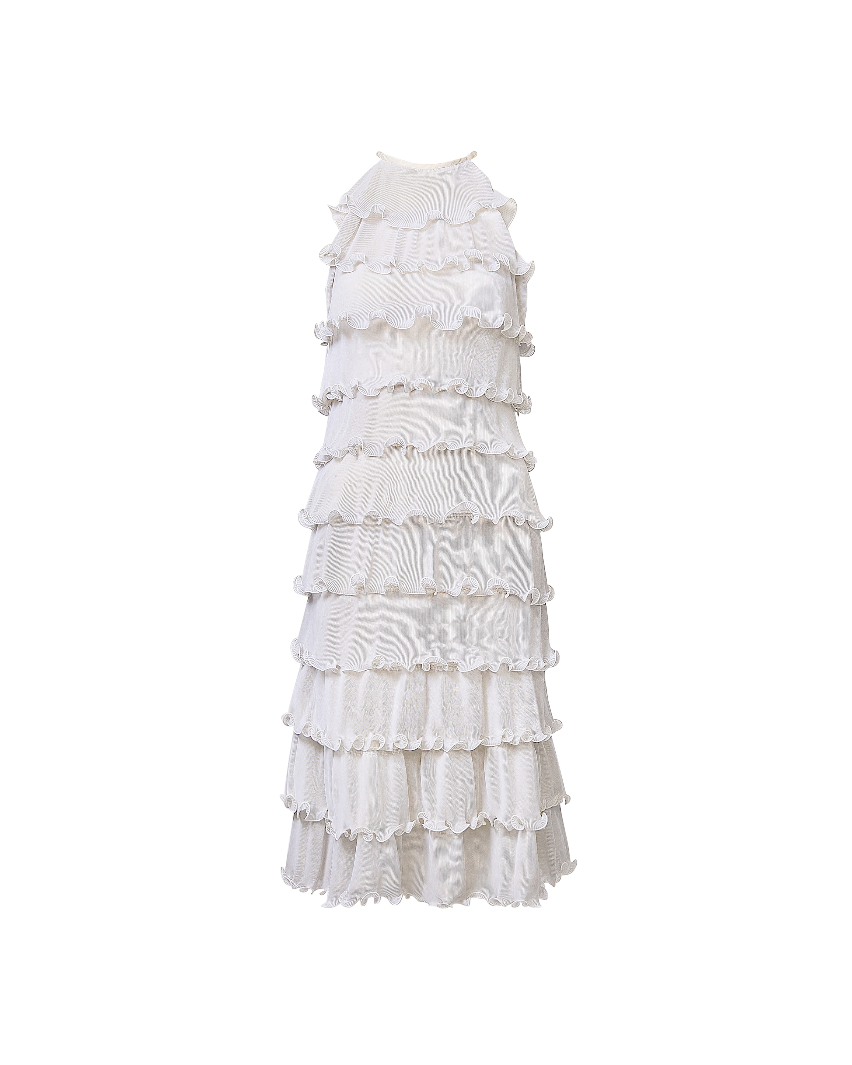 1999 Light Gray Tiered Ruffle Knee Length Dress