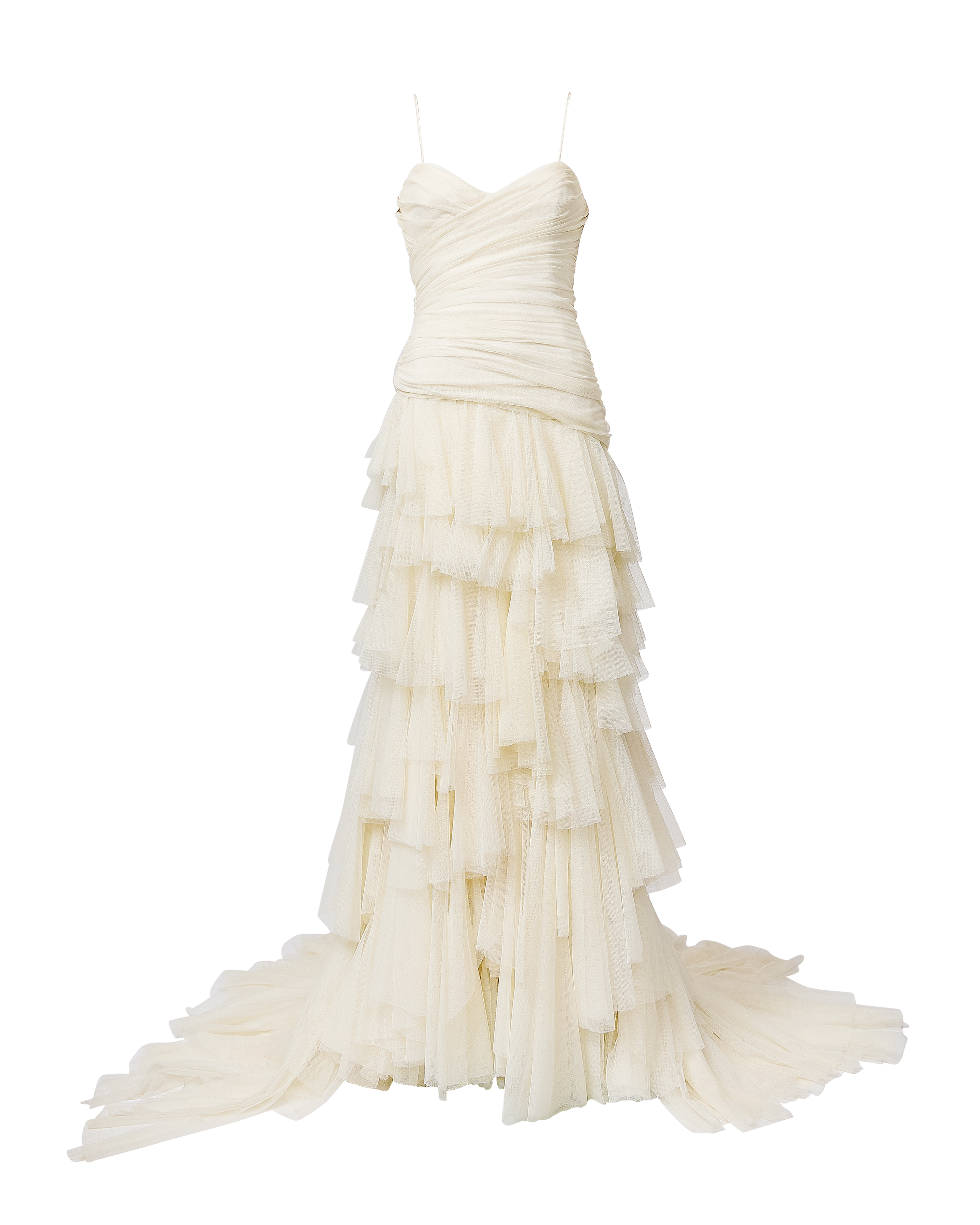 2008 Ivory Silk Tulle Trained Drop Waist Gown