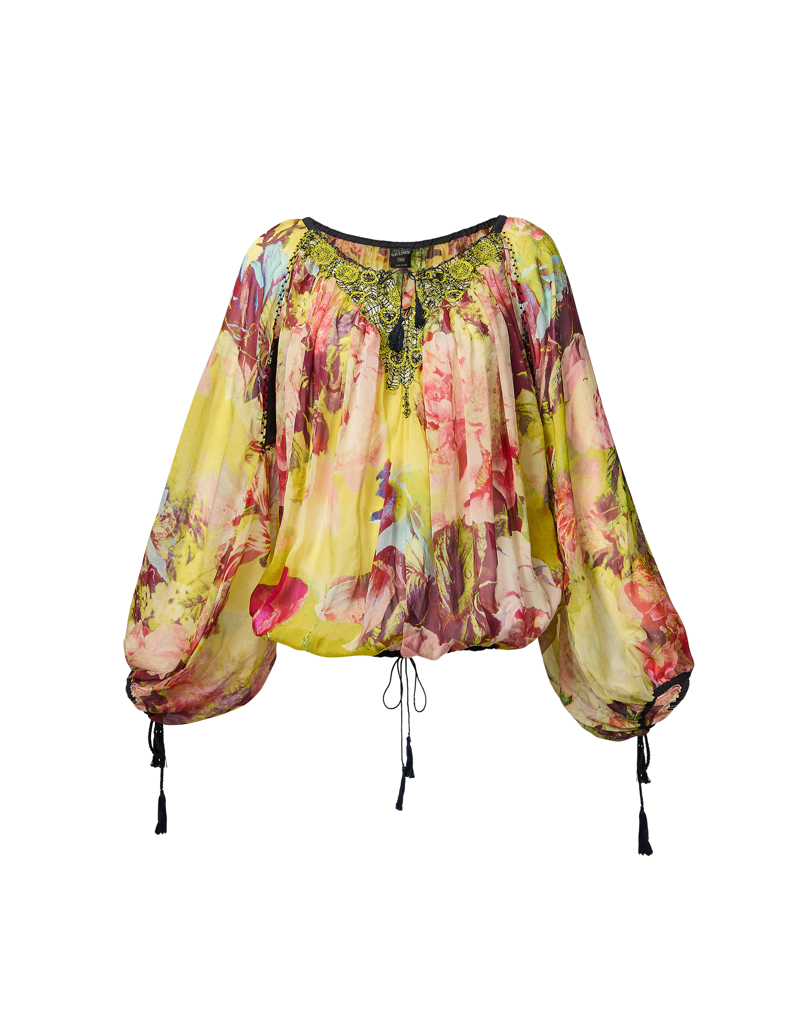 S/S 2006 Floral Pattern Long Sleeve Tassel Tie Top
